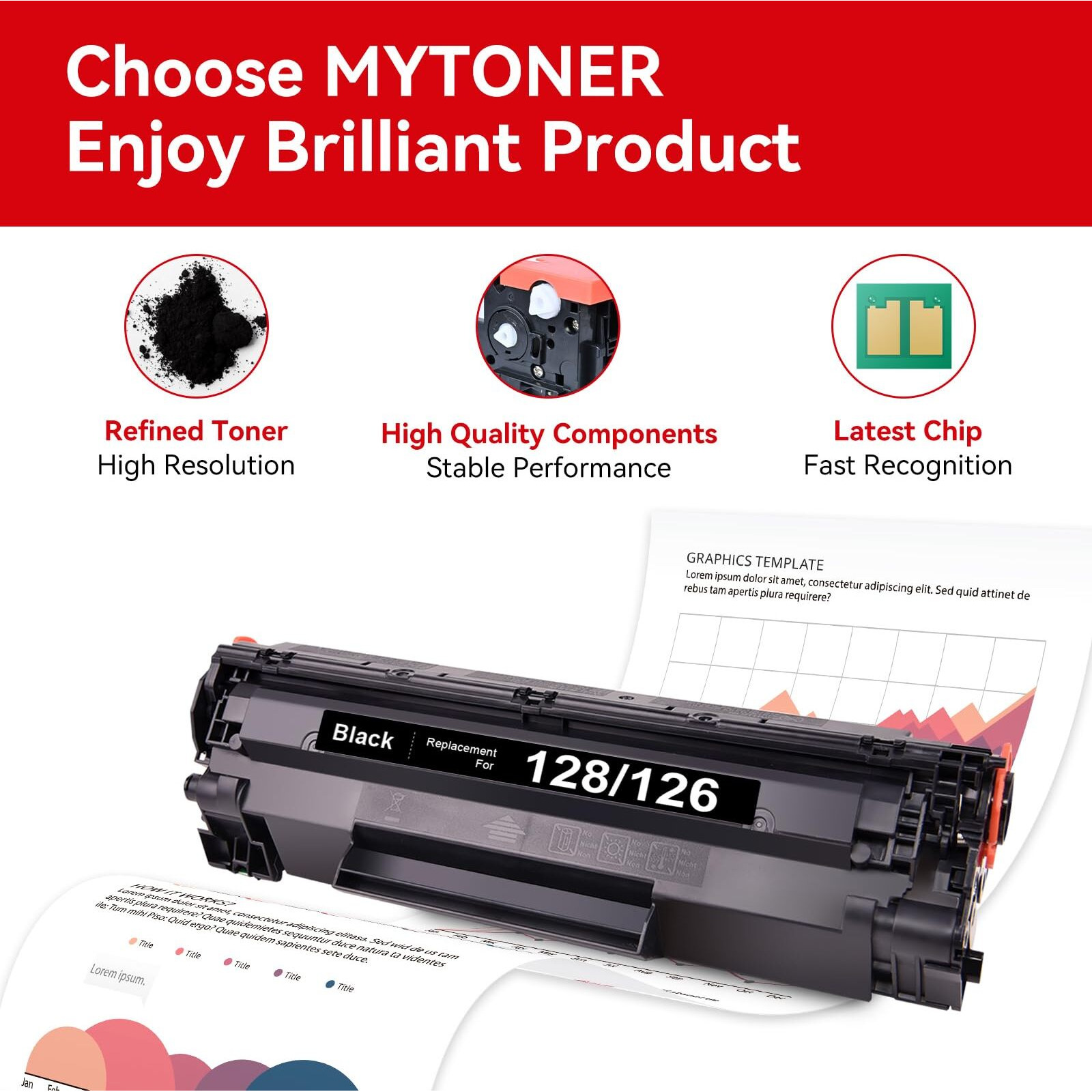 Mytoner 126 128 Black Toner Cartridge Compatible Replacement For Canon 128 126 Crg-126 Crg-128 Black Toner Cartridge For Imageclass Lbp6200D Lbp6230Dw D530 Mf4450 Mf4770N Mf4890Dw Printer (2 Pack)