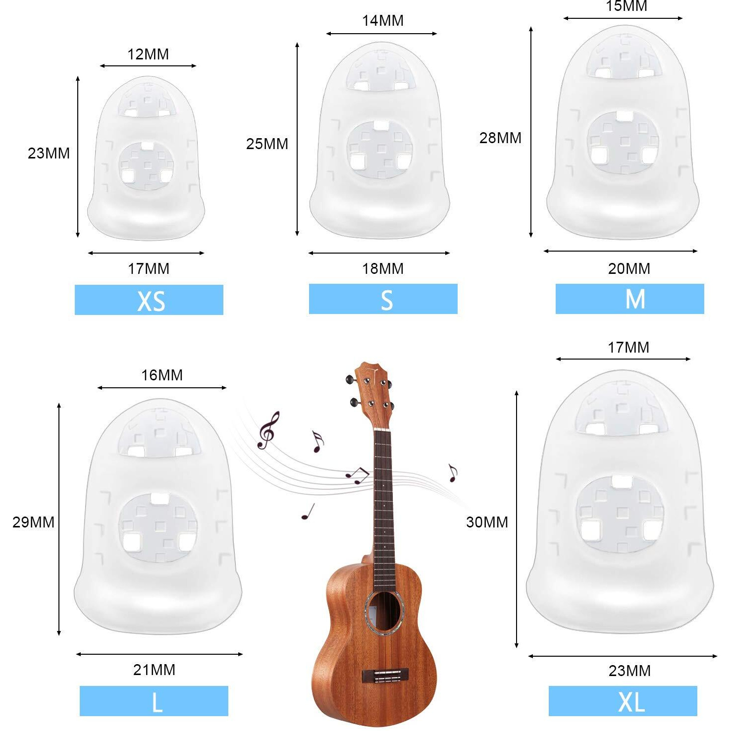 Guitar Fingertip Protectors - 40 Pcs Silicone Guitar Finger Guards Protection Covers Caps For Guitar Ukulele Bass, Sewing And Embroidery (5 Sizes) (Transparent)