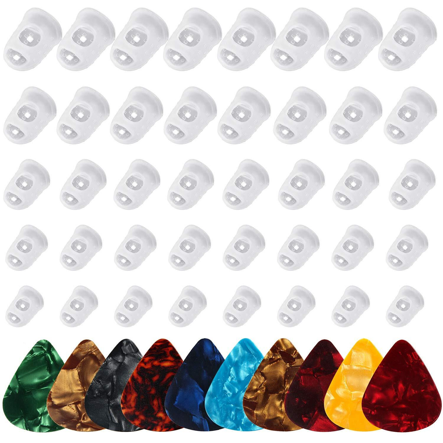 Guitar Fingertip Protectors - 40 Pcs Silicone Guitar Finger Guards Protection Covers Caps For Guitar Ukulele Bass, Sewing And Embroidery (5 Sizes) (Transparent)