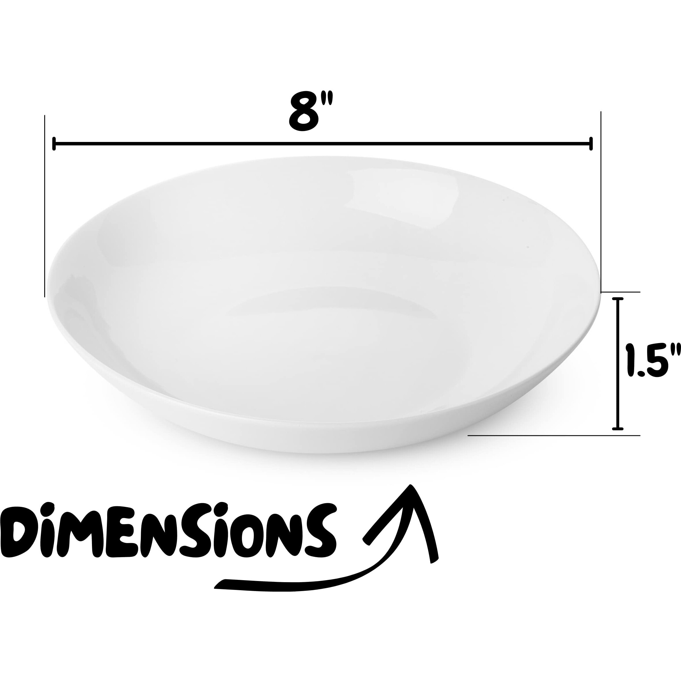 Btat- Porcelain Pasta Bowls, 12 Pack, 8 Inch, Pasta Bowl Set, Pasta Plate Bowls, White Bowls, Dinner Bowls, White Pasta Bowls, Plate Bowl Plate, White Bowl, Dinner Bowl, Salad Plate, Deep Dish Plates