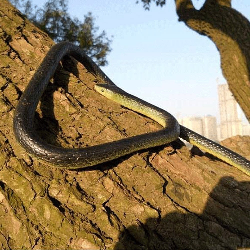 Odowalker Realistic Rubber Snake, Lifelike Rubber Black Fake Snake Looks Like Real Gag Gift 52 Inch Large Black Fake Snake Prank For Halloween Party, April Fool's Day,Scare Friends,Garden Decor