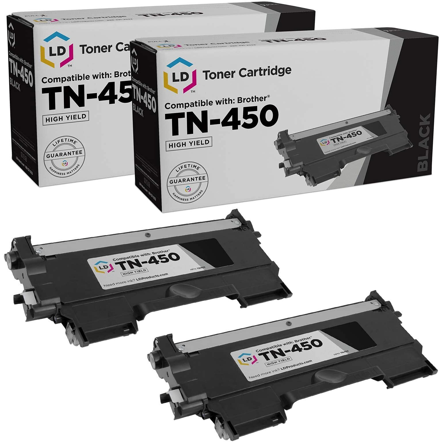 Ld Products Compatible Toner Cartridge Replacement For Brother Tn450 High Yield (Black, 2-Pack) Compatible With Brother Intellifax 2840 2940 Mfc-7240 Mfc-7360N Mfc-7365Dn Mfc-78
