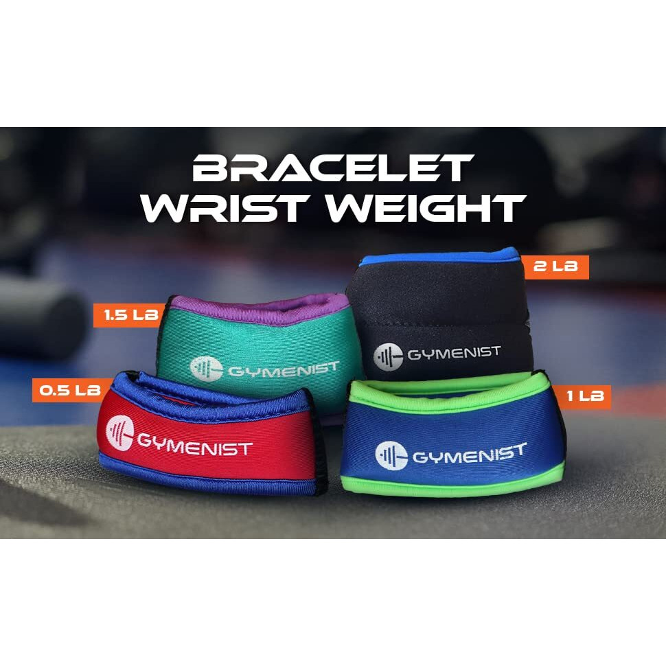 Gymenist Wrist Weights Running Stylish Bracelet Pair Of Weights Set Of 2 Jogging Cardio Weight To Strengthen The Hands Forearm (2 Lb (Black - Blue))