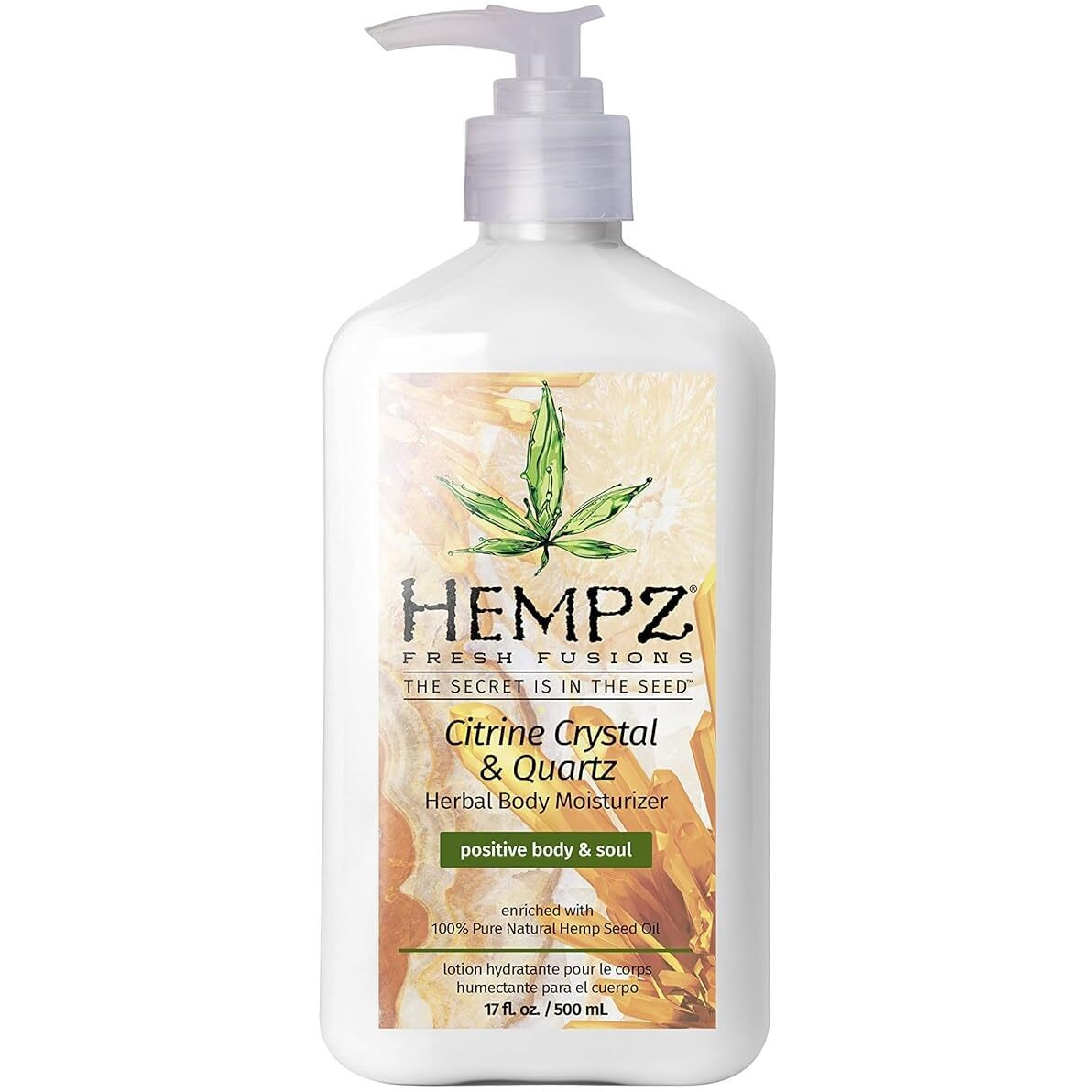 Hempz Body Lotion - Citrine Crystal & Quartz Daily Moisturizing Cream, Shea Butter Hand And Body Moisturizer - Hemp Extract Lotion - Skin Care Products, Pure Organic Hemp Seed Oil - 17 Fl Oz