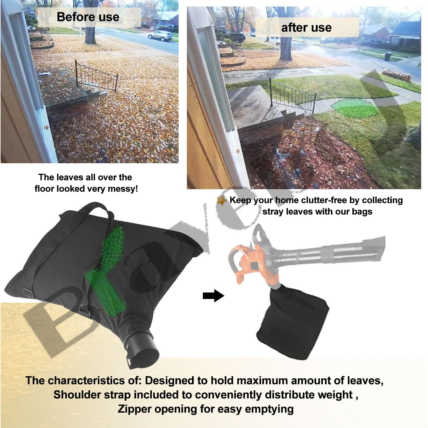Braveboy 90560020-01 Leaf Blower Shoulder Bag, Compatible With Black & Decker 90560020 90539053, Fits Model Lh4500 Bv3600 Bv3800 Bv6000 Bv5600 Bv6600