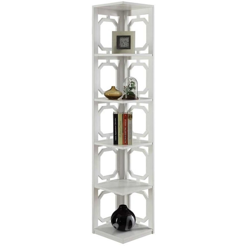 Convenience Concepts Omega 5 Tier Corner Bookcase, White