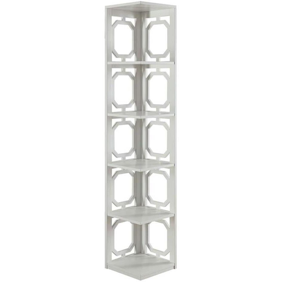 Convenience Concepts Omega 5 Tier Corner Bookcase, White