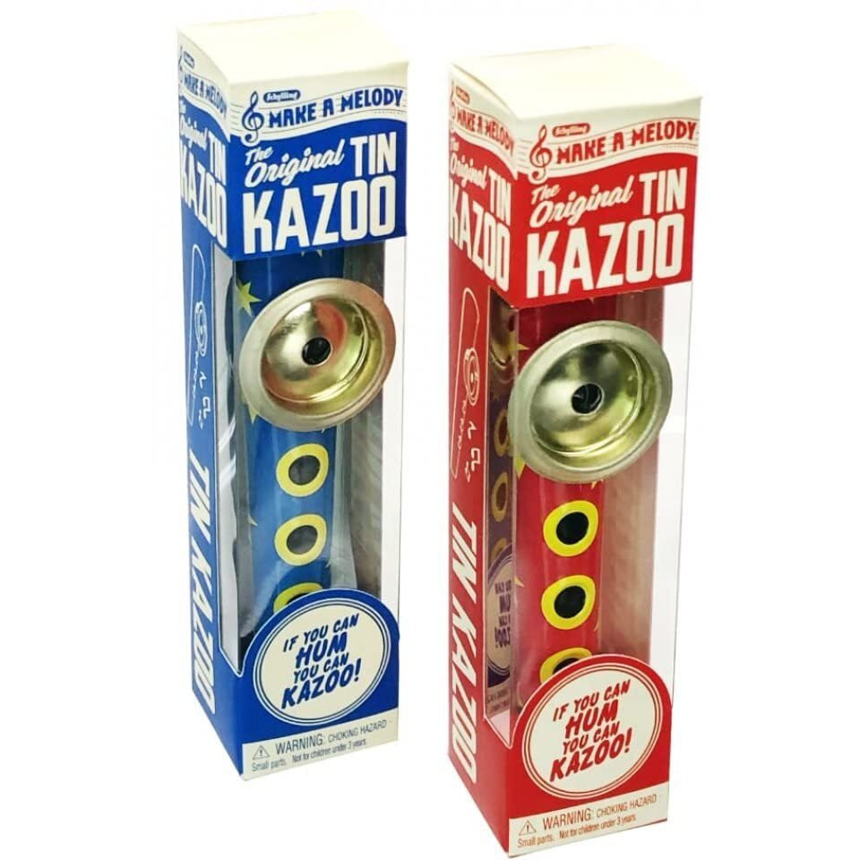 Schylling Musical Instruments Original Classic Tin Kazoo Blue/Yellow & Red/Yellow Gift Set Bundle - 2 Pack
