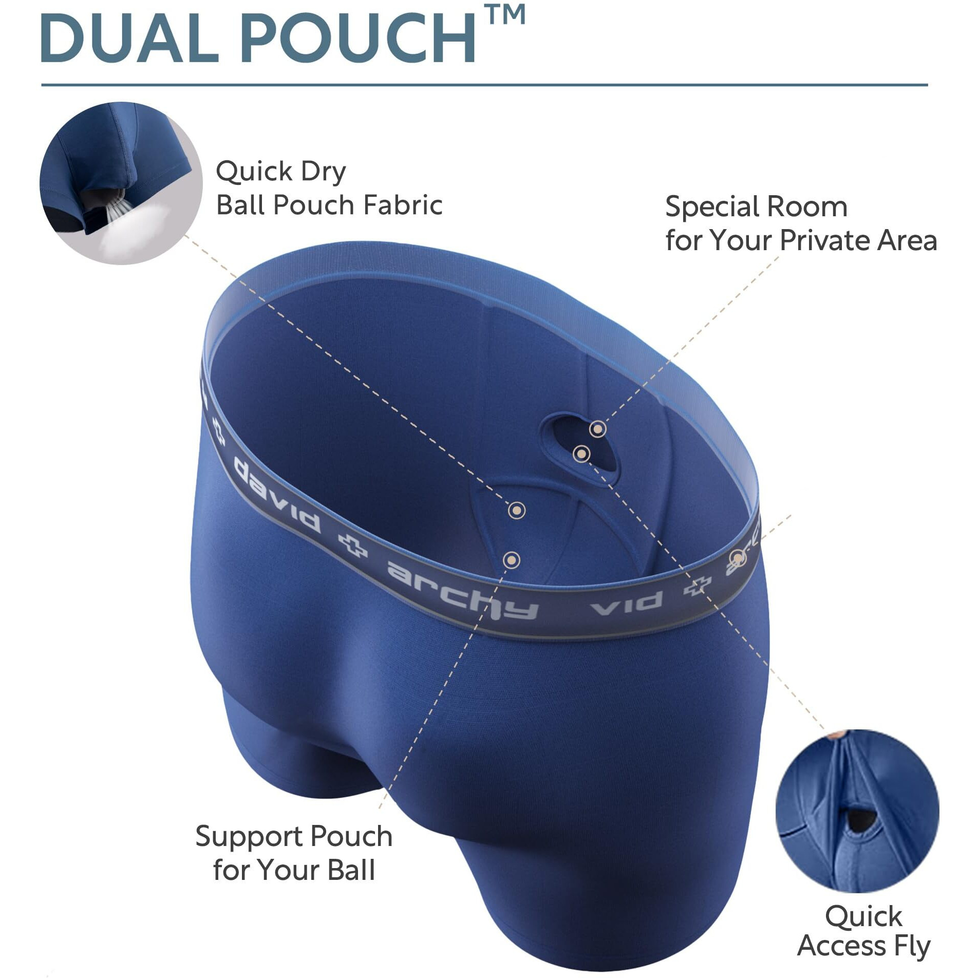 David Archy Men's Underwear Micro Modal Dual Pouch Trunks Support Ball Pouch Bulge Enhancing Boxer Briefs For Men 3 Or 4 Pack(L,Black/Dark Gray/Navy Blue/Wine)