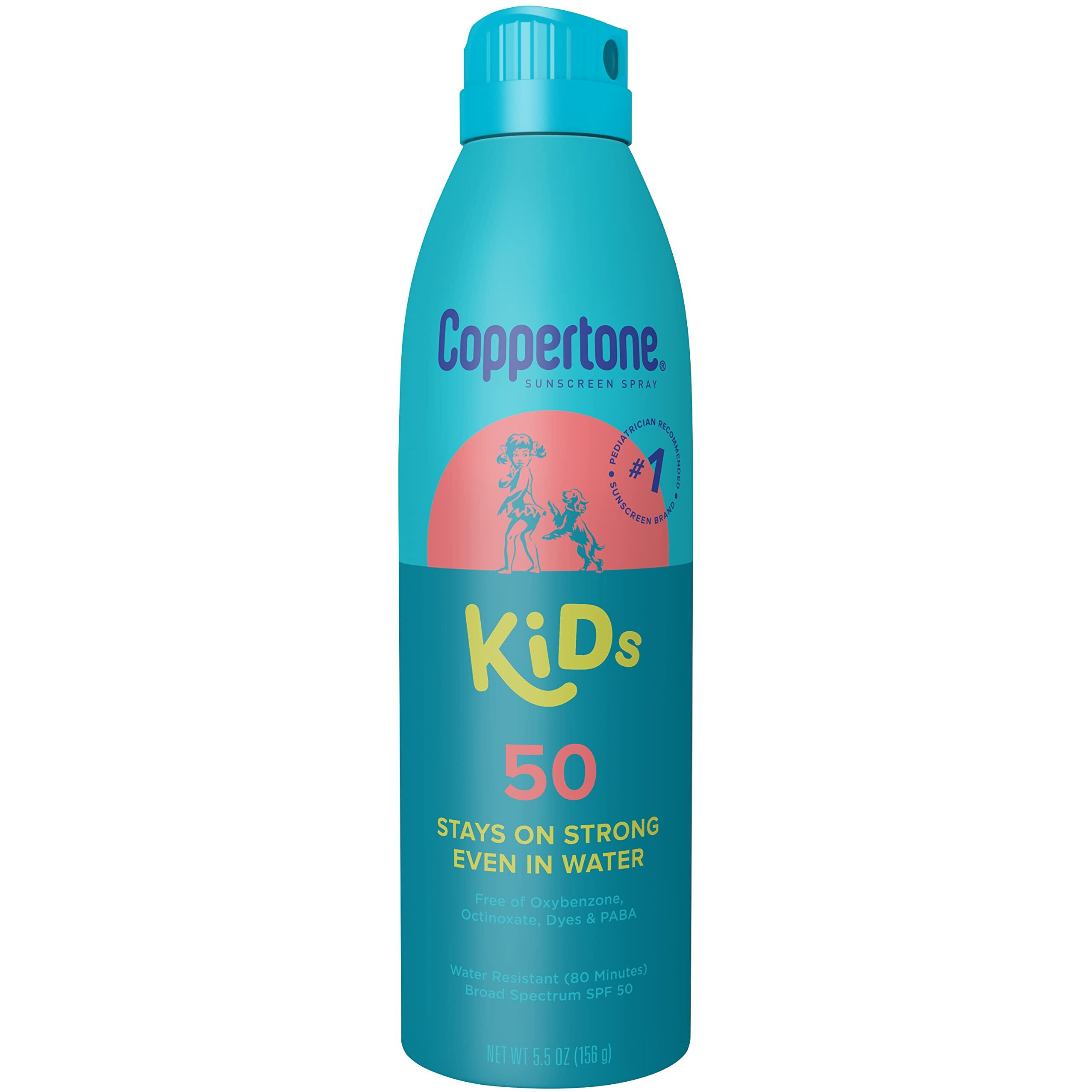 Coppertone Kids Sunscreen Spray, Spf 50 Sunscreen For Kids, Water Resistant Broad Spectrum Sunscreen Spray, 5.5 Oz