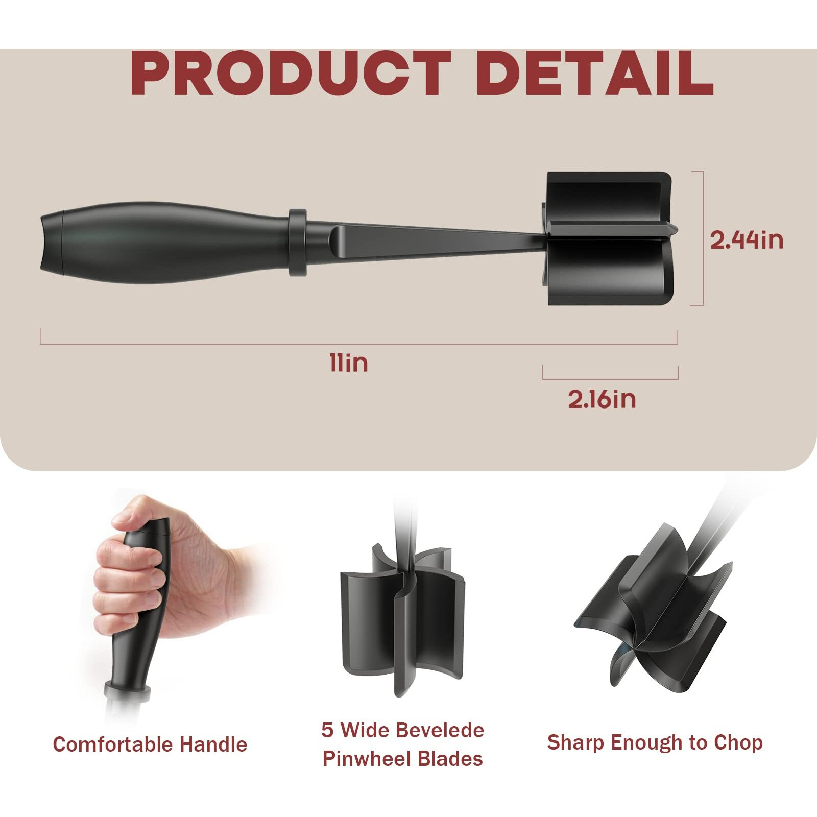 Meat Chopper For Hamburger, Premium Heat Resistant Masher And Smasher For Ground Beef, Ground Turkey And More, Nylon Ground Beef Chopper Tool And Meat Fork, Non Stick Mix Chopper