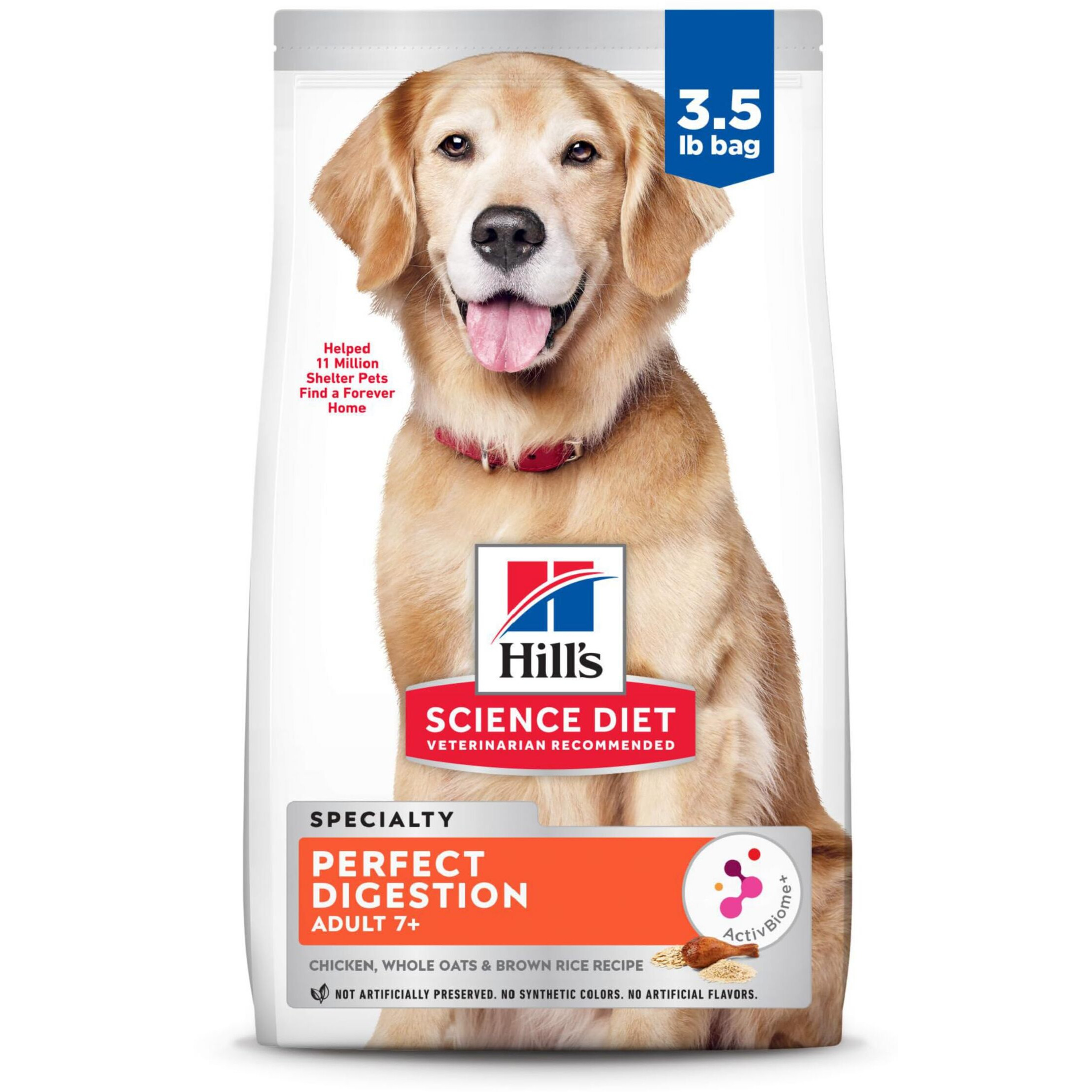 Hill's Science Diet Perfect Digestion, Senior Adult 7+, Digestive Support, Dry Dog Food, Chicken, Brown Rice, & Whole Oats, 3.5 Lb Bag