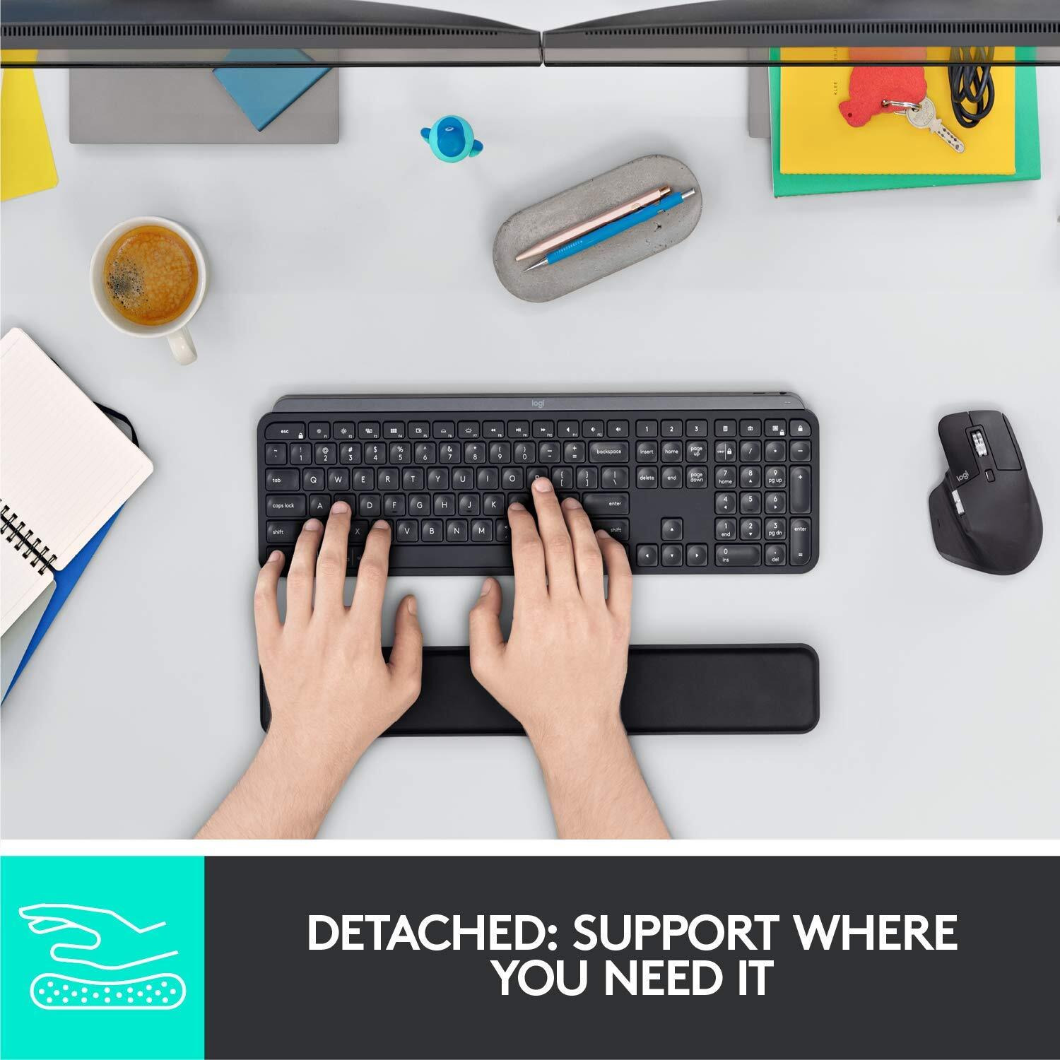 Logitech Mx Palm Rest For Mx Keys, Premium, No-Slip Support For Hours Of Comfortable Typing, Black