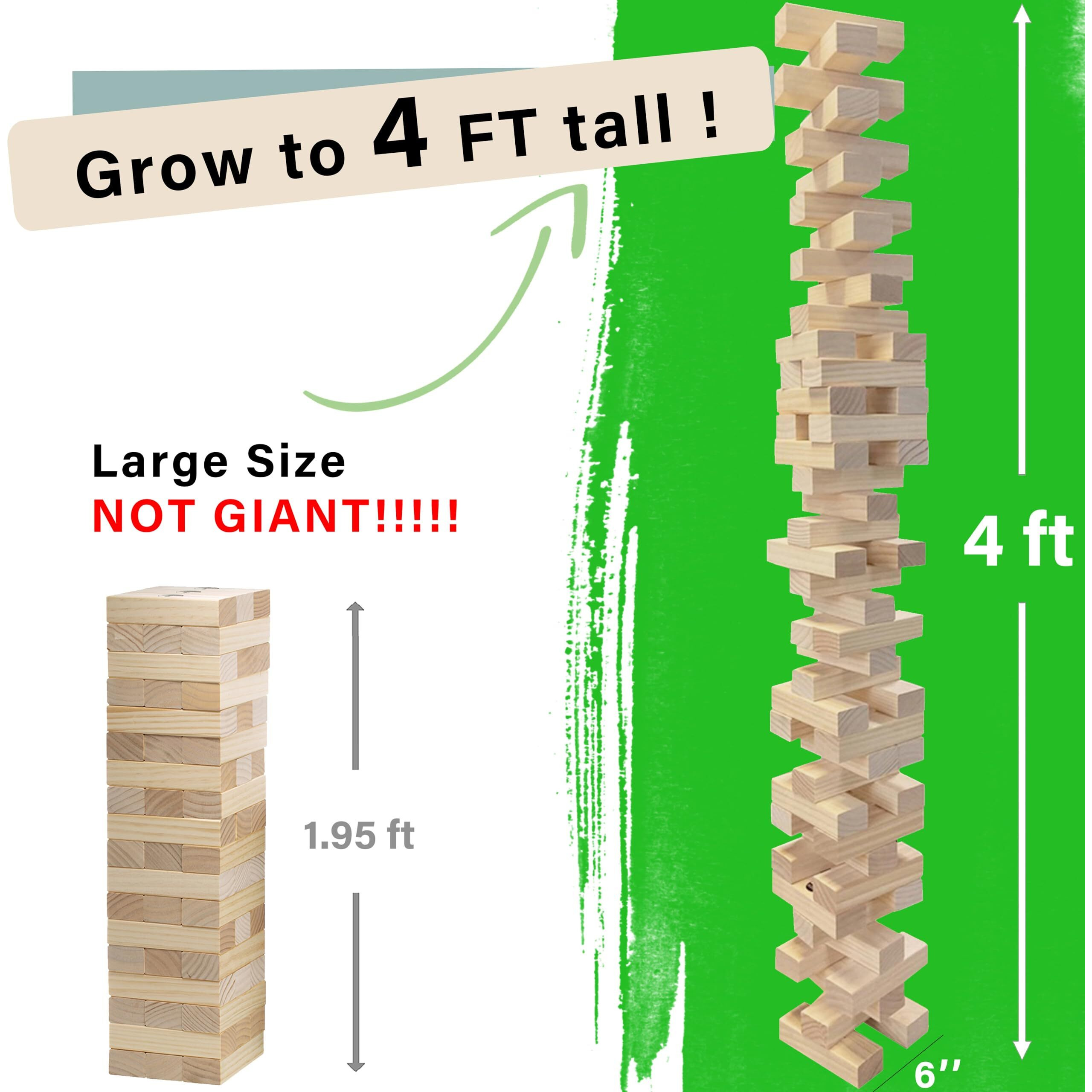 Sport Beats Outdoor Games Large Tower Game 54 Blocks Stacking Game Includes Carry Bag And Scoreboard