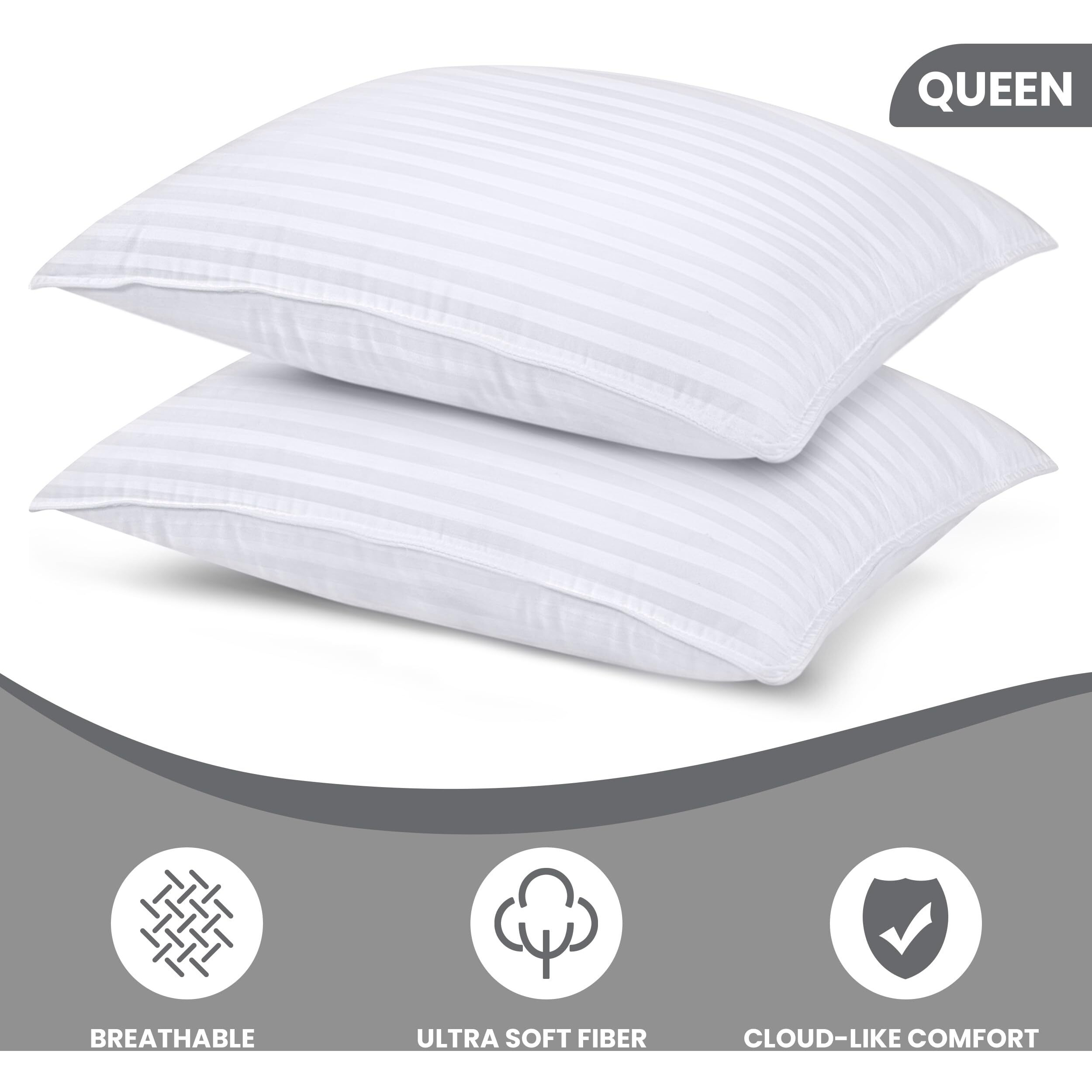 Utopia Bedding Bed Pillows For Sleeping Queen Size, 1000 Grams Filled Hotel Quality Cooling Pillows For Side, Back Or Stomach Sleepers (White, Set Of 2)