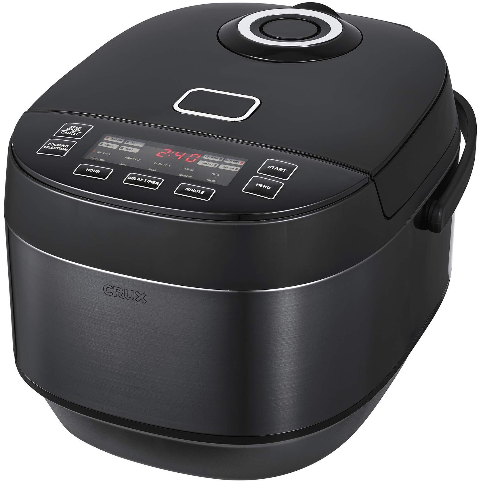Crux 20 Cup Induction Rice Cooker, Multi-Cooker, Food Steamer, Slow Cooker, Stewpot, Easy One-Pot Healthy Meals, Dishwasher Safe Non-Stick Bowl, Black, One Size