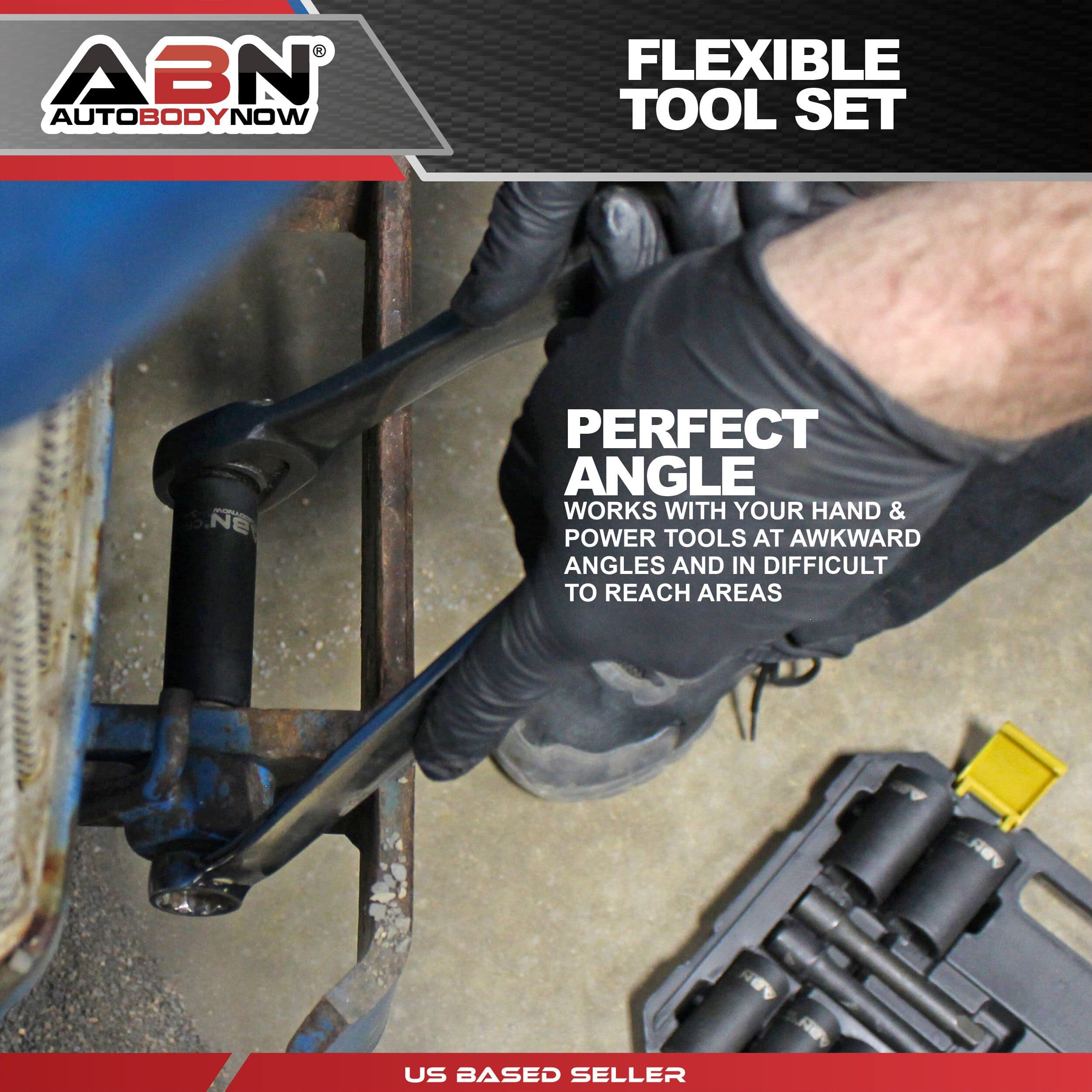 Abn Impact Socket Set - 17 Piece 1/2 Inch Deep Impact Driver Sockets And Extension Bars, 6 Point Sae Socket Set