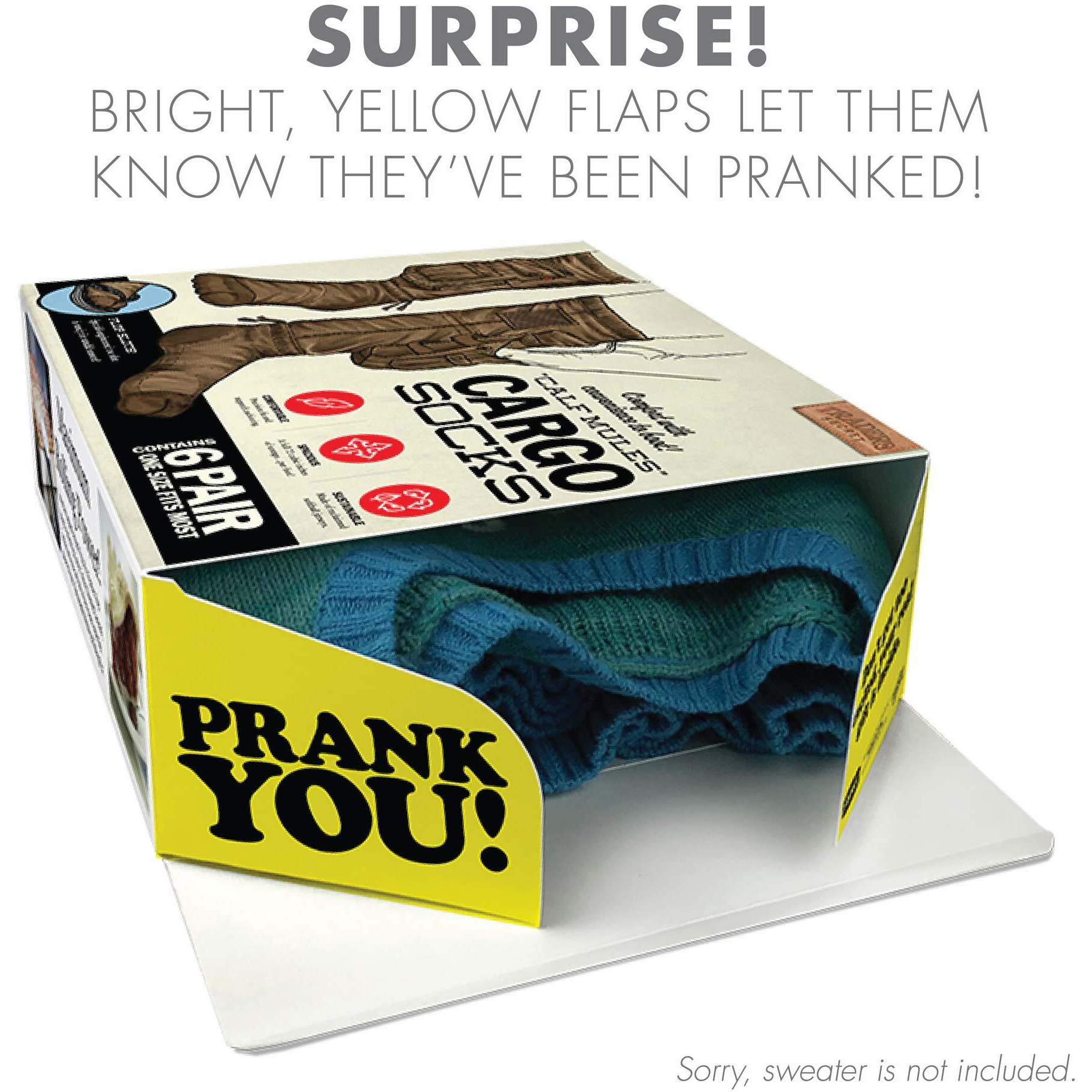 Prank Pack Prank Gift Box, Cargo Socks, Wrap Your Real Present In A Funny Authentic Prank-O Gag Present Box | Novelty Gifting Box For Pranksters, Birthday Gift Wrap