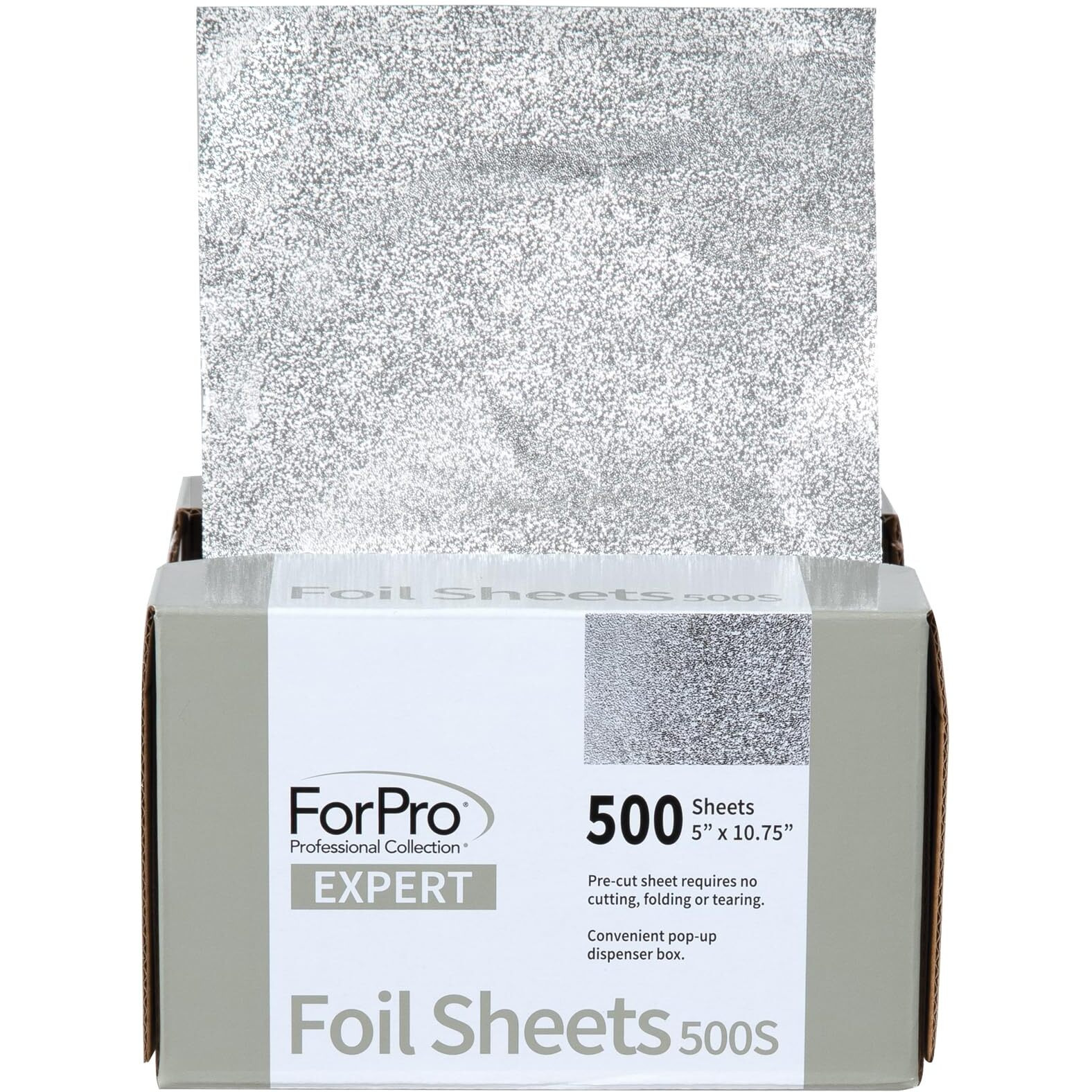 Forpro Professional Collection Expert Embossed Foil Sheets 500S, Aluminum Foil, Pop-Up Foil Dispenser, Hair Foils For Color Application And Highlighting Services, Food Safe, 5"&quotW X 10.75"&quotL, 500-Count