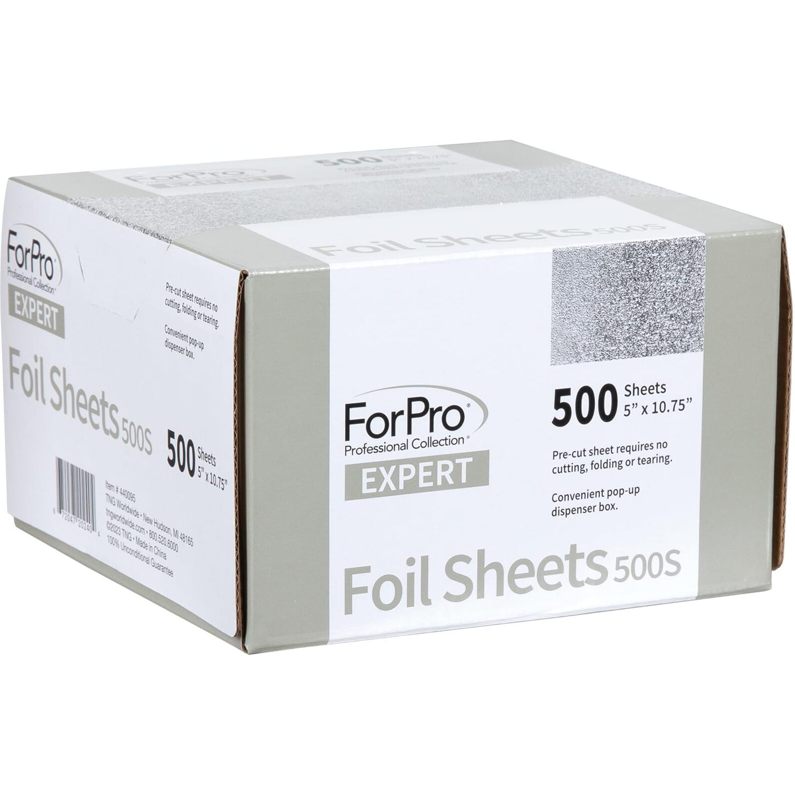 Forpro Professional Collection Expert Embossed Foil Sheets 500S, Aluminum Foil, Pop-Up Foil Dispenser, Hair Foils For Color Application And Highlighting Services, Food Safe, 5"&quotW X 10.75"&quotL, 500-Count