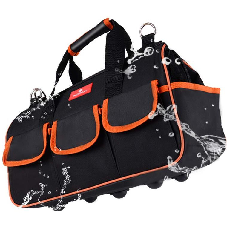 17-Inch Tool Bag, Wide Mouth Tool Tote Bag,Muti-Purpose Tool Bag Organiser With Adjustable Shoulder Strap And Plastic-Lined External Pockets, For Home Diy & Professional Use, Tool & Equipment Storage