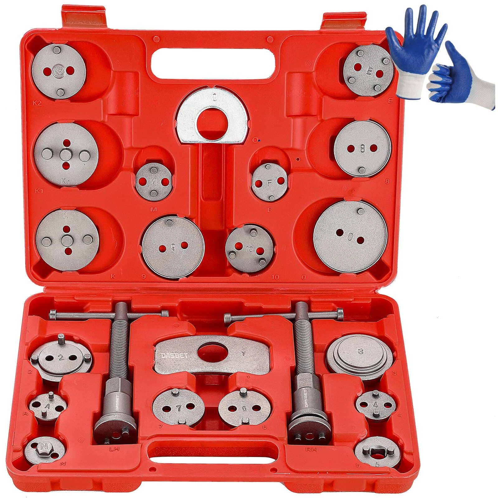 Dasbet 24Pcs Heavy Duty Disc Brake Caliper Tool Set Disc Brake Caliper Compressor Wind Back Tool Brake Spreading Tools (Red)
