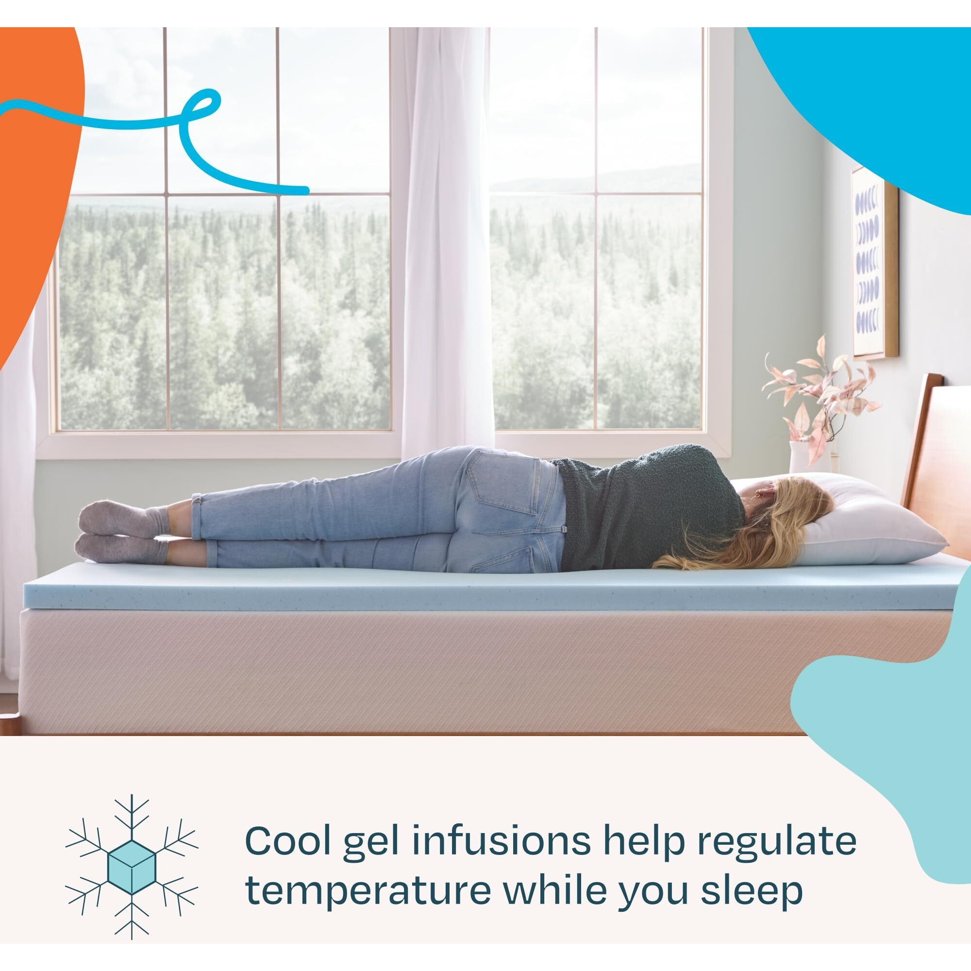 Linenspa Memory Foam Mattress Topper - 2 Inch Gel Infused Memory Foam - Plush Feel - Cooling And Pressure Relieving - Certipur Certified - Dorm Room Essentials - King Size