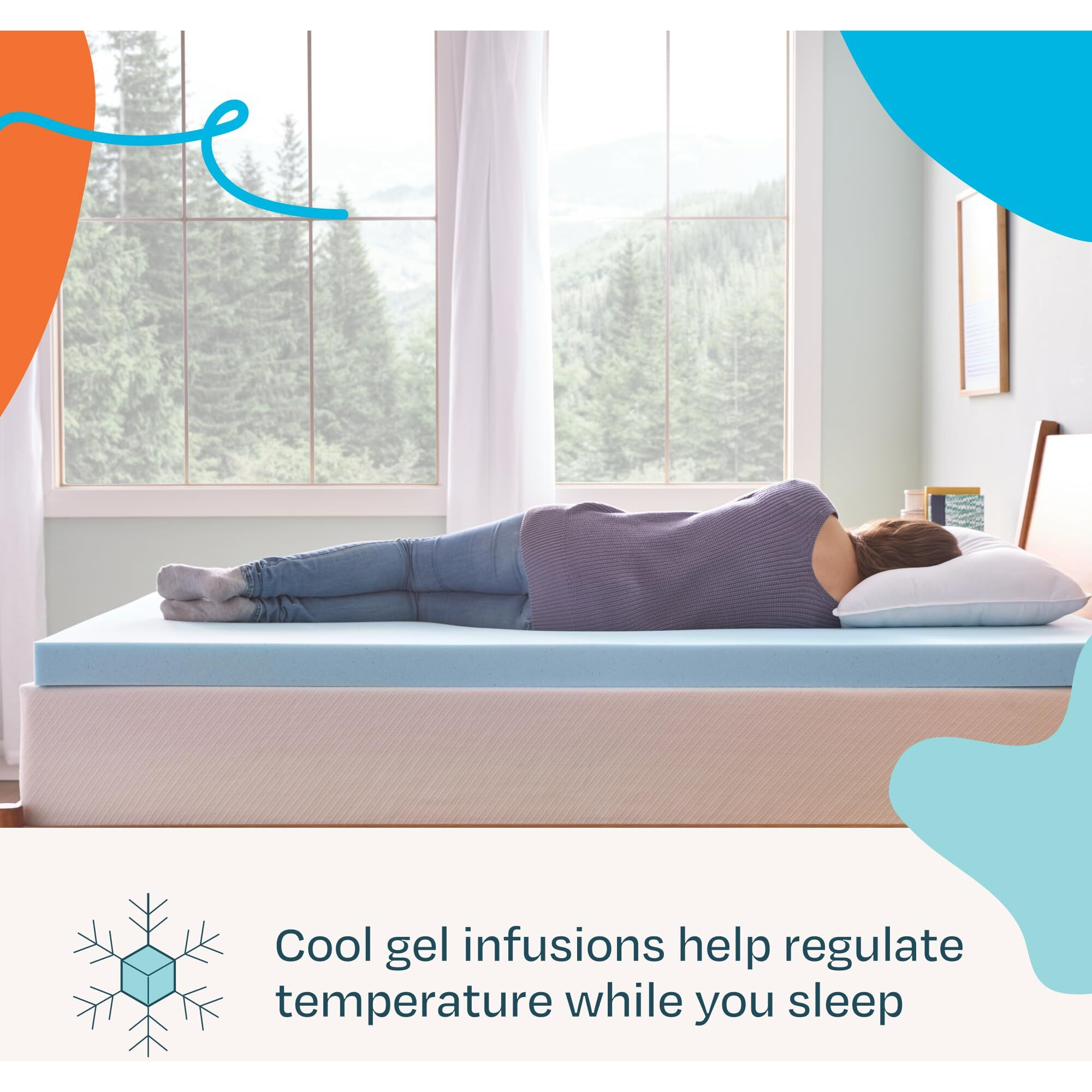 Linenspa Memory Foam Mattress Topper - 3 Inch Gel Infused Memory Foam - Plush Feel - Cooling And Pressure Relieving - Certipur Certified - Dorm Room Essentials - King Size