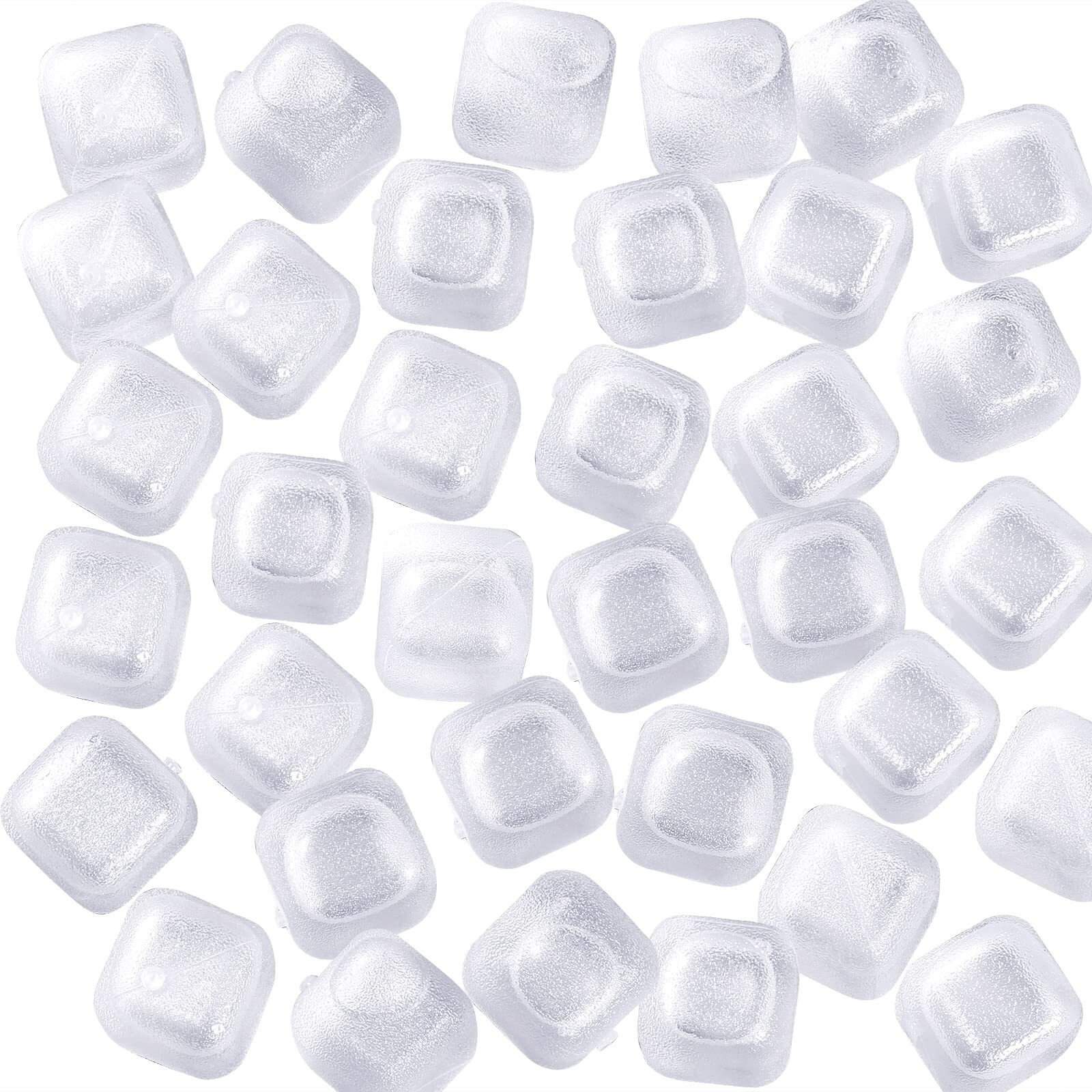 Reusable Ice Cubes For Drinks, 20 Pack Refreezable Plastic Ice Cubes Bpa Free, Chills Drinks Without Diluting, Washable Fake Ice Cubes For Cocktails, Wine, Beer Or Coffee Easy To Use