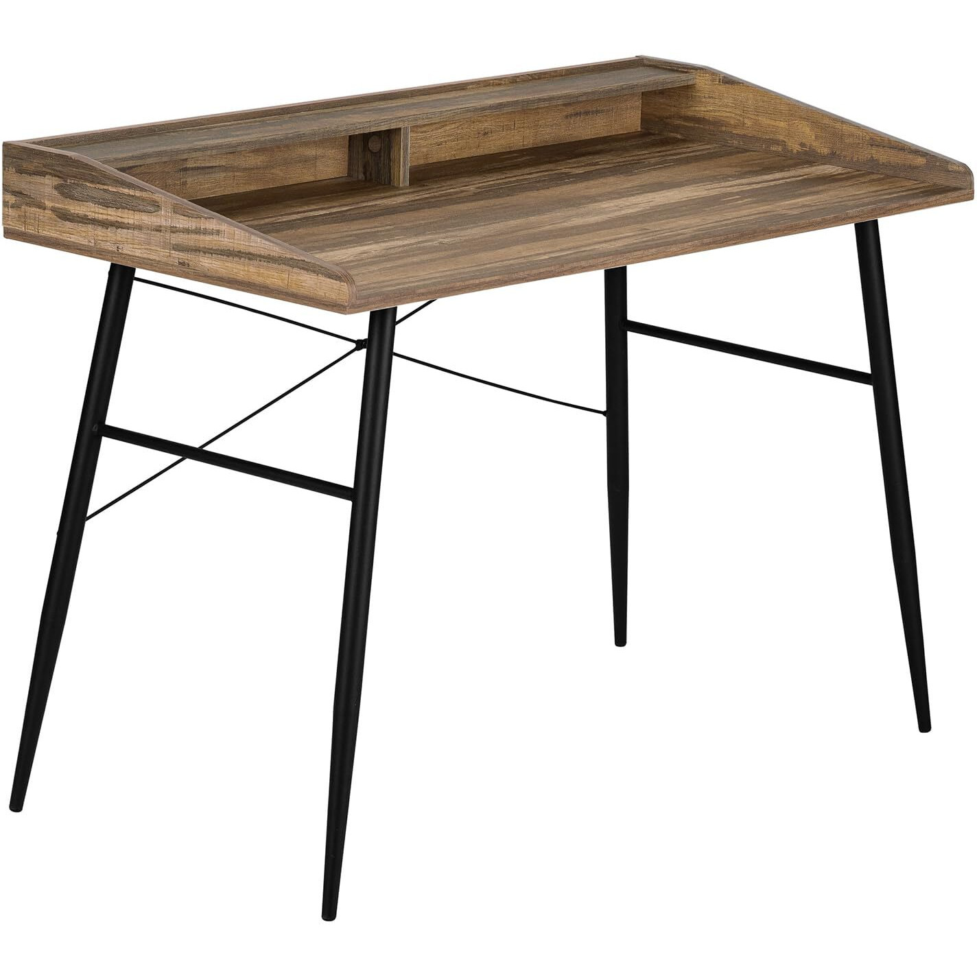 Monarch Specialties I 7538 Computer Desk, Home Office, Laptop, Storage Shelves, 48"" L, Work, Metal, Laminate, Brown, Black, Contemporary, Modern
