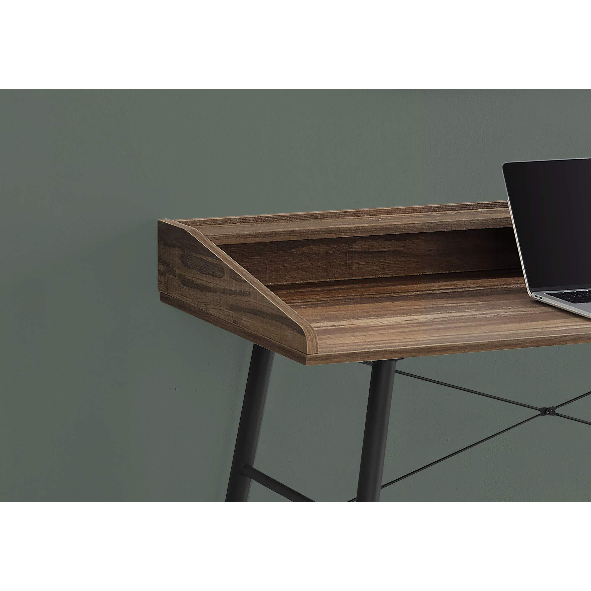 Monarch Specialties I 7538 Computer Desk, Home Office, Laptop, Storage Shelves, 48"" L, Work, Metal, Laminate, Brown, Black, Contemporary, Modern
