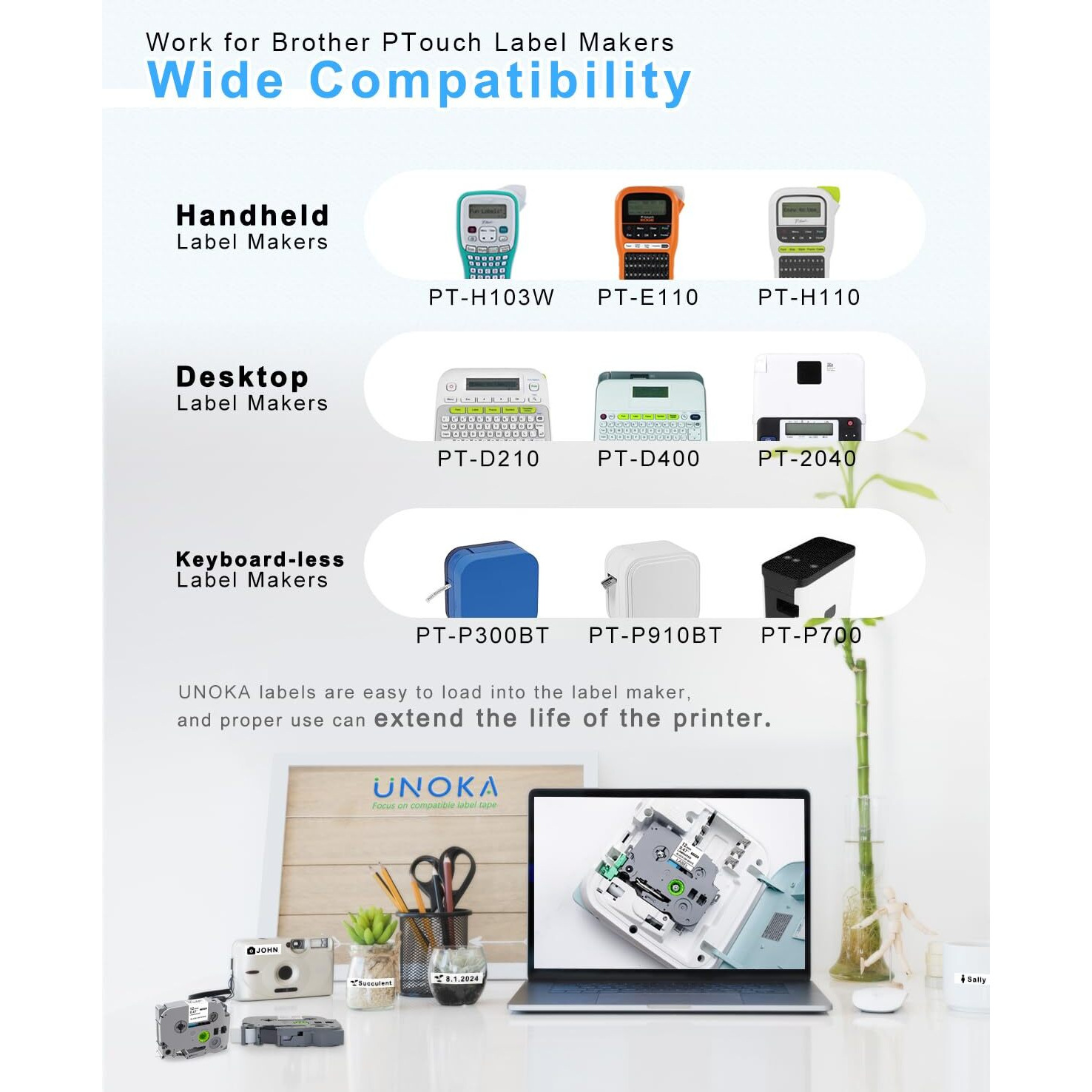 Unoka Tze Tz Tape 0.13-0.47 3.5-12Mm 0.47 Laminated White Tape Replace For Brother P Touch Label Maker Refills Tze-231, For Model Pt-D200G Pt-103W Pt-H100 Pt1750 Pt-1090 Pt-2040 Pt-1180 Pt-D210, 3Pk