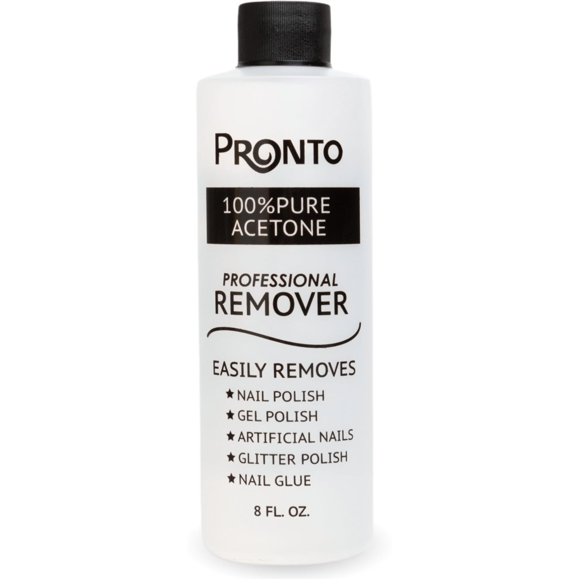 Pronto 100% Pure Acetone - Quick, Professional Nail Polish Remover - For Natural, Gel, Acrylic, Sculptured Nails (8 Fl. Oz.)