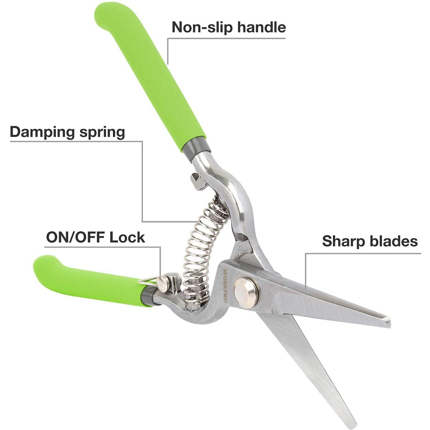 Workpro 2-Piece Pruning Shears Set, Drop Forged 8"" Bypass Garden Shears And 8'' Handing Pruner With Steel Straight Blade