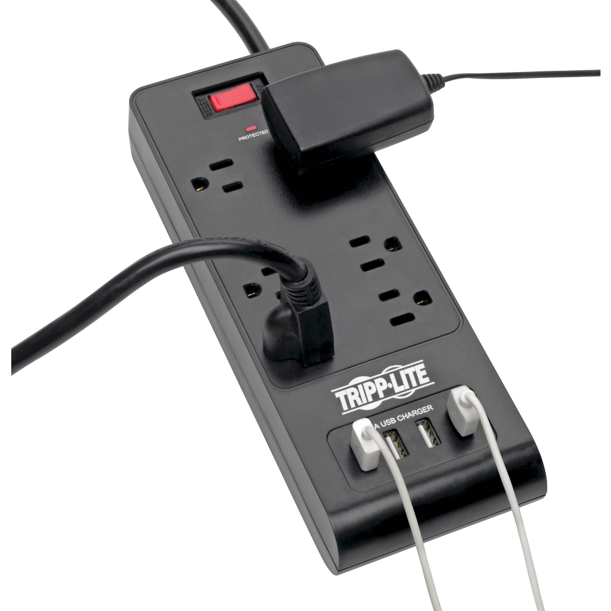 Tripp Lite Home Office Surge Protector With Usb Charging, 6 Outlet Surge Protector Power Strip, 4 Usb Ports, 6Ft Cord, 900 Joules, Black (Tlp664Usbb)
