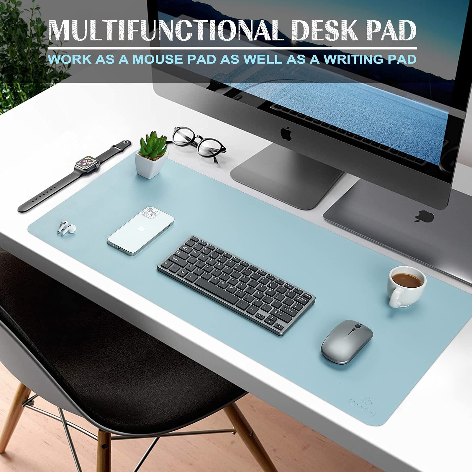 K Knodel Large Desk Mat, Office Desk Pad, Computer Desk Mat, Laptop Mat For Desk, Desk Protecor Mat, Desktop Mat, Desk Writing Pad, Desk Blotter Pad, Desk Cover Mat (31.5"&quotX15.7"", Light Blue)