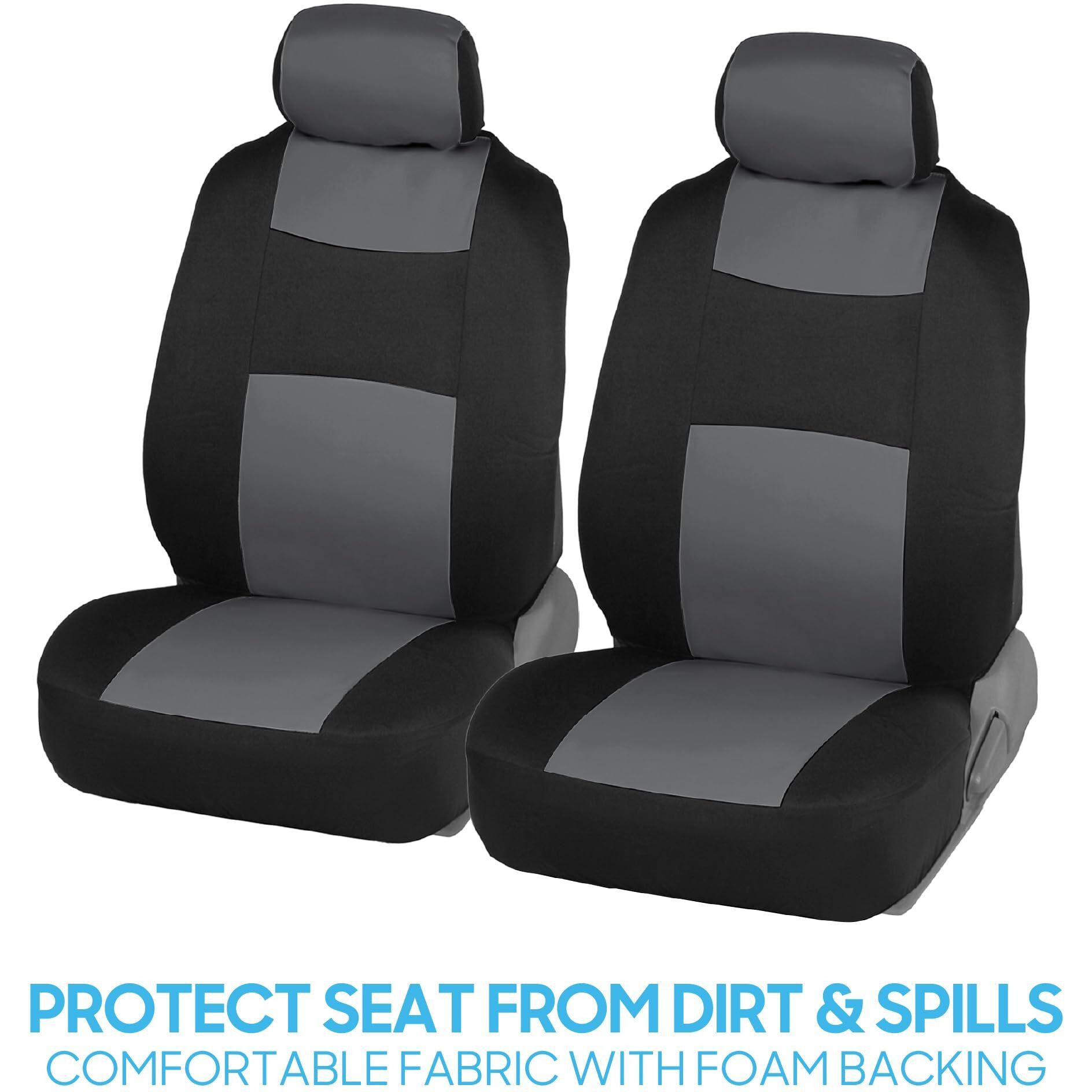 Bdk Polypro Car Seat Covers Full Set In Gray On Black, Front And Rear Split Bench Seat Covers For Cars, Easy To Install Car Seat Cover Set, Car Accessories For Auto Trucks Van Suv - Gray