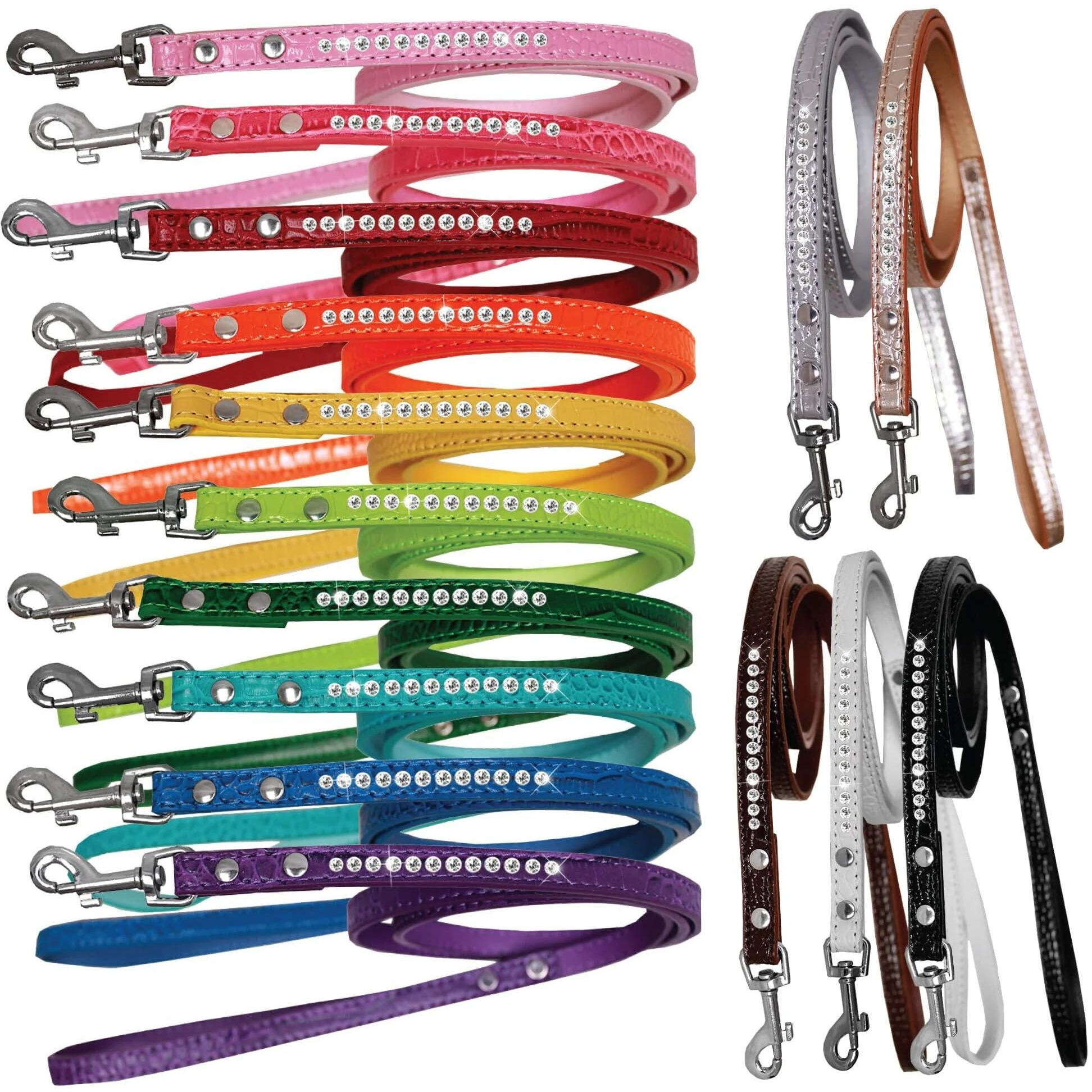 Mirage Pet Product Clear Jewel Croc Leash Silver 1/2'' Wide X 6' Long