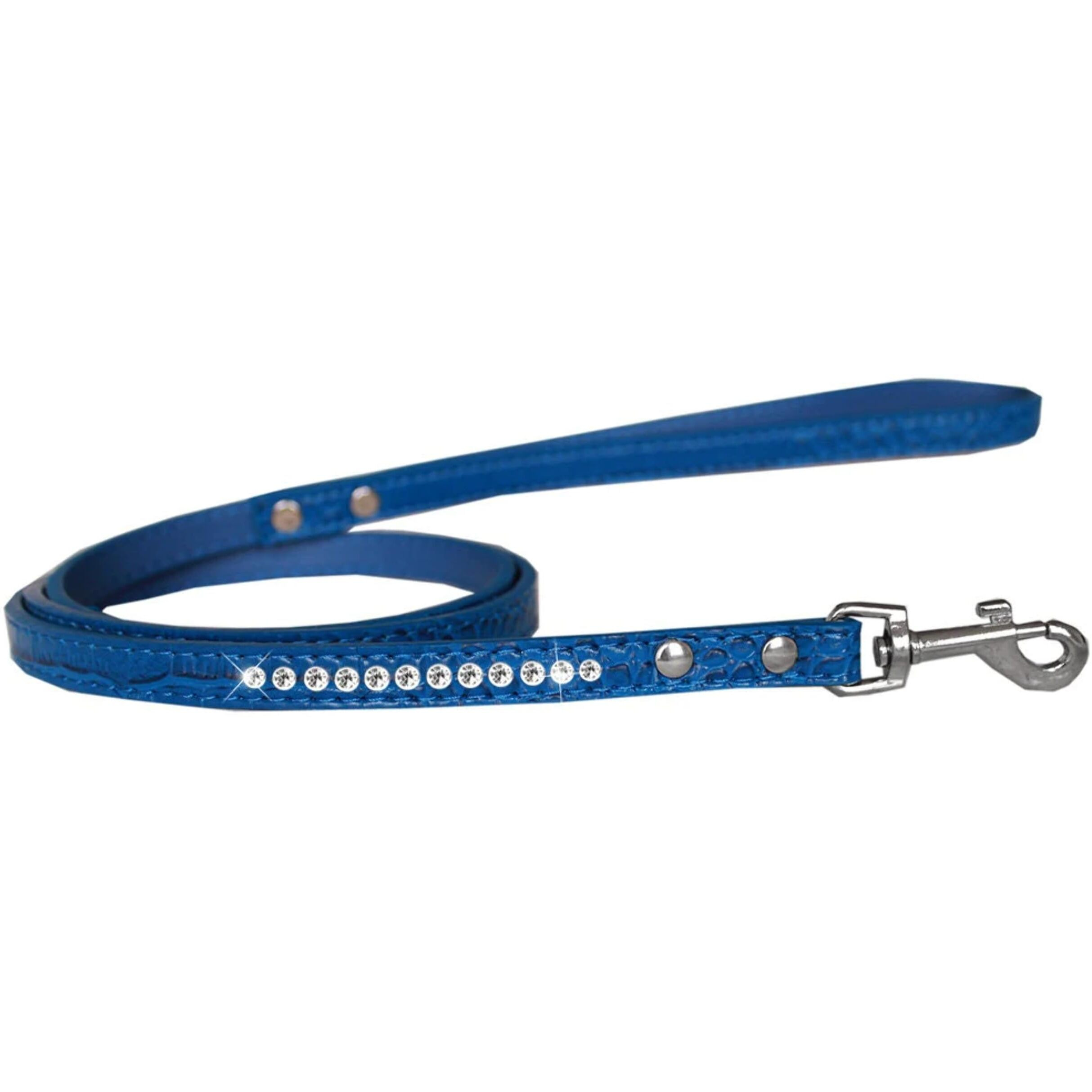 Mirage Pet Product Clear Jewel Croc Leash Silver 1/2'' Wide X 6' Long