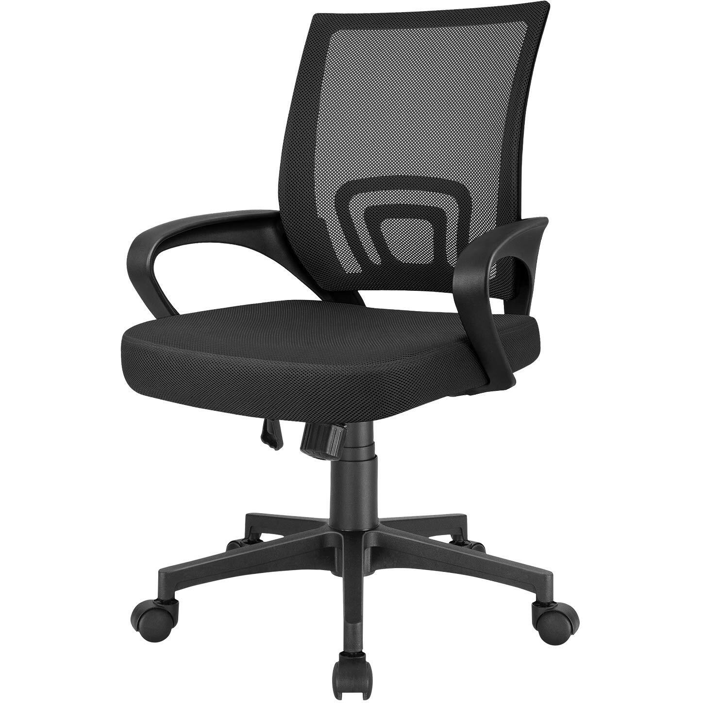 Furmax Office Ergonomic Desk Mesh Computer, Mid Back Swivel Task Executive Chair With Lumbar Support And Armrests, Black