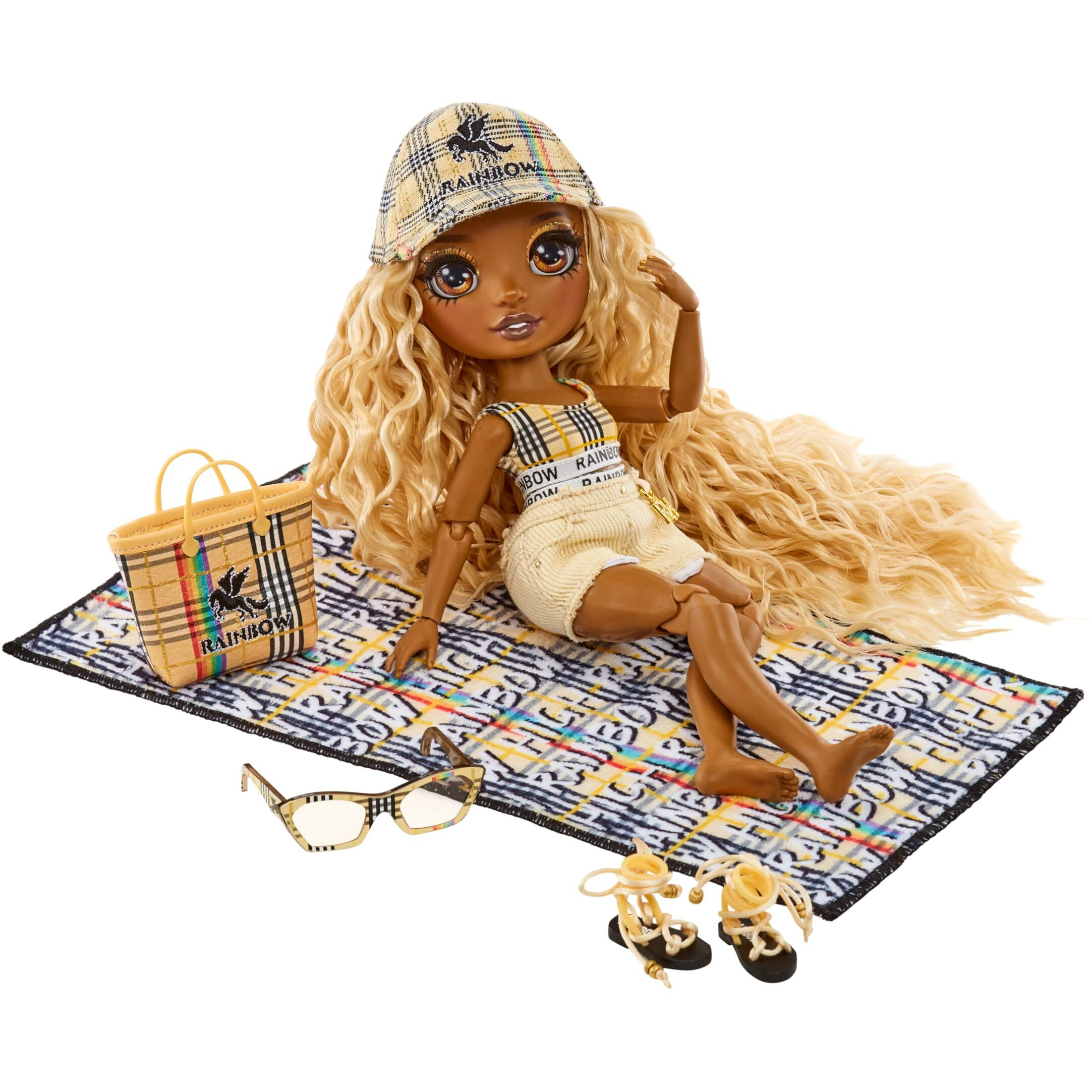 Rainbow High Pacific Coast Harper Dune- Sand (Light Yellow) Fashion Doll With 2 Designer Outfits, Pool Accessories Playset, Interchangeable Legs, Toys For Kids, Great Gift For Ages 6-12+ Years