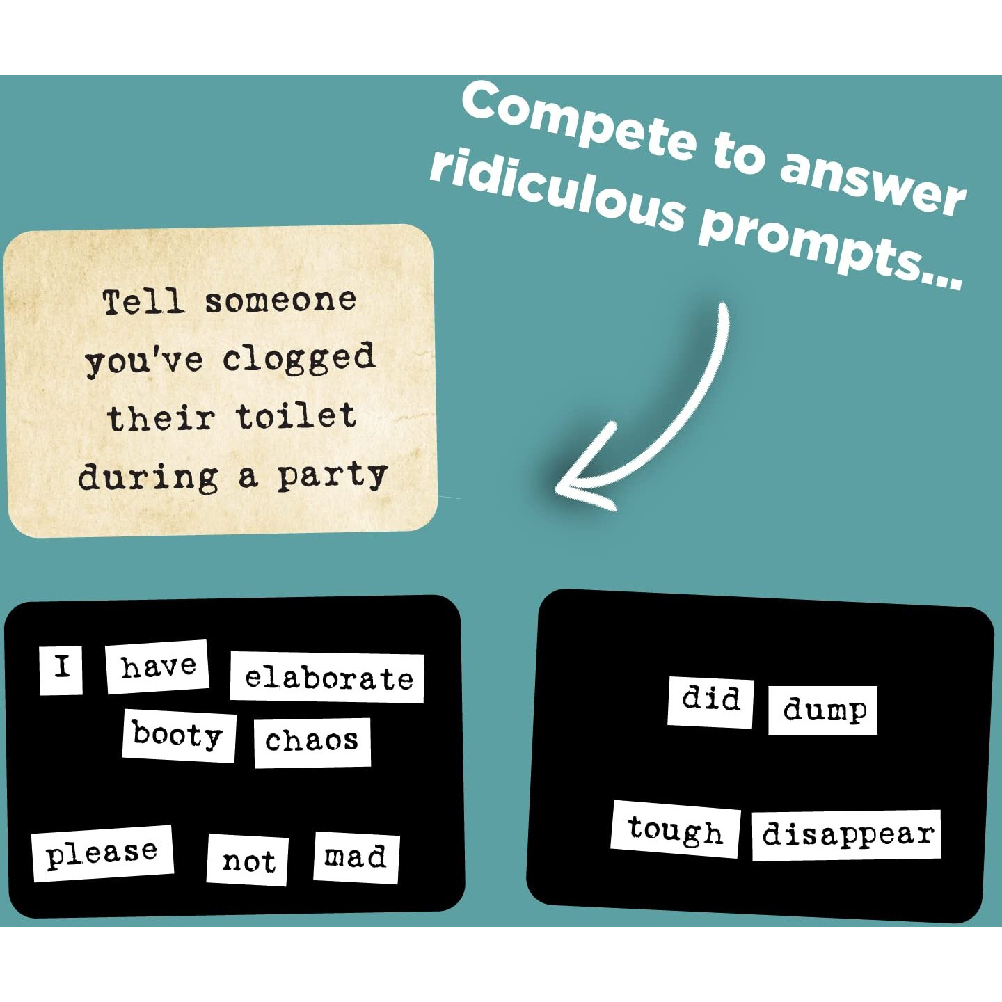 Ransom Notes - The Ridiculous Word Magnet Party Game, 3+ Players