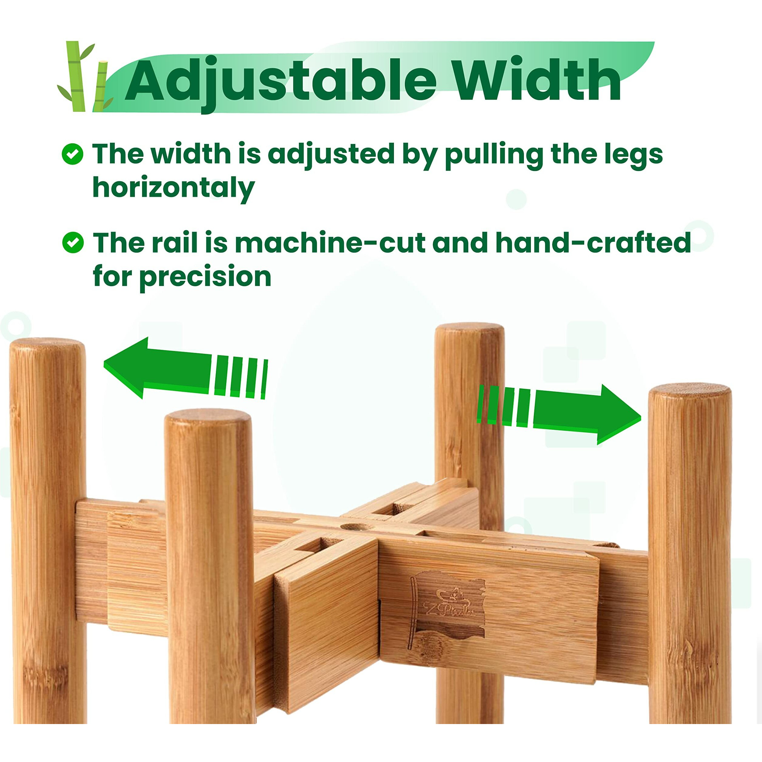 Dog Bowl Stand [Height 8-Inch] - Expandable Width - Ideal For Small-Medium Breeds With Withers Heights Of 12 To 16-Inch, Like Beagle Terriers Basset Hound Bulldog Spaniel Shiba - Bamboo Stand Only