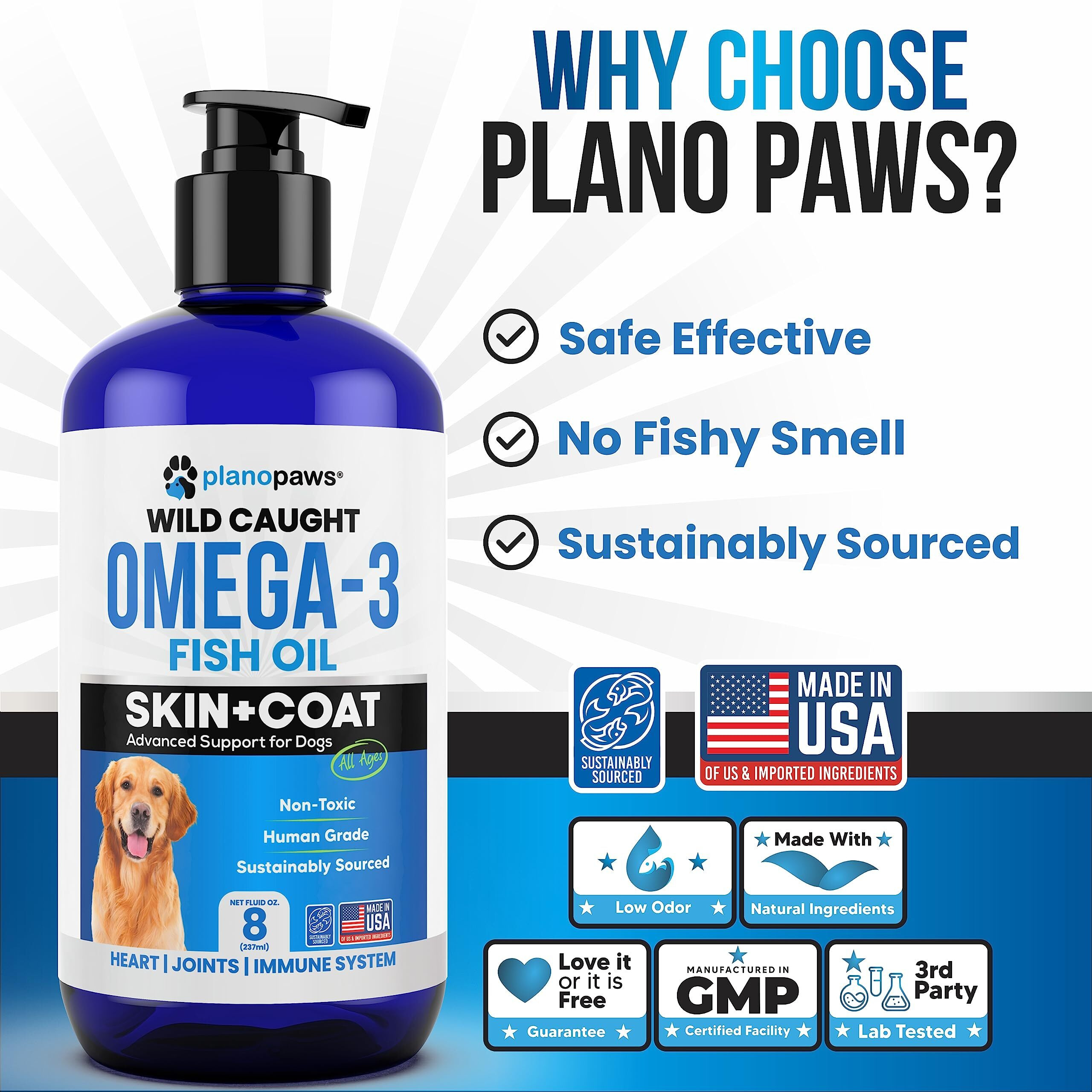 Omega 3 Fish Oil For Dogs - Better Than Salmon Oil - Dog Fish Oil Supplement To Reduce Shedding & Itching - Supports Joints, Brain, And Heart Health - Skin And Coat Supplement - Liquid Fish Oil