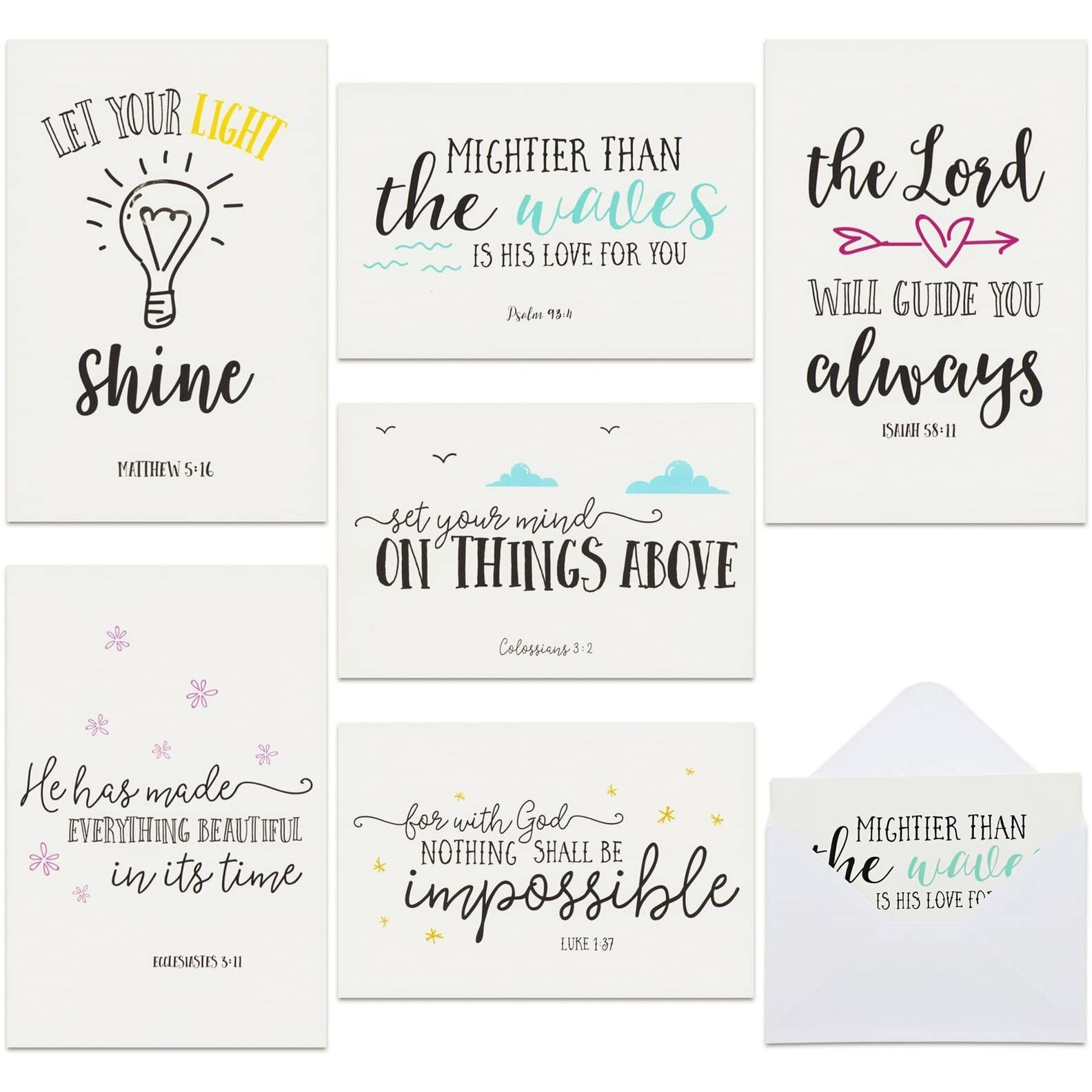 Best Paper Greetings 48 Pack Christian Greeting Cards With Envelopes, Inspirational Note Card With Scripture Bible Verses For Encouragement, Motivation, Confirmation Bulk (4X6 In)