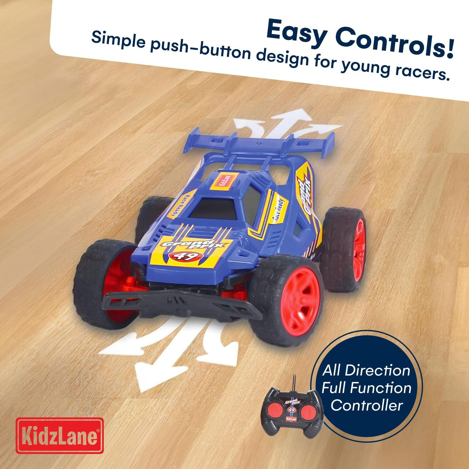 Kidzlane Kids Remote Control Cars - 2 Race Cars Racing Together With All-Direction Drive, 35 Ft Range - 2 Pack Remote Control Car Set For Kids - Remote Control Car For Boys 4-7 & 8-12