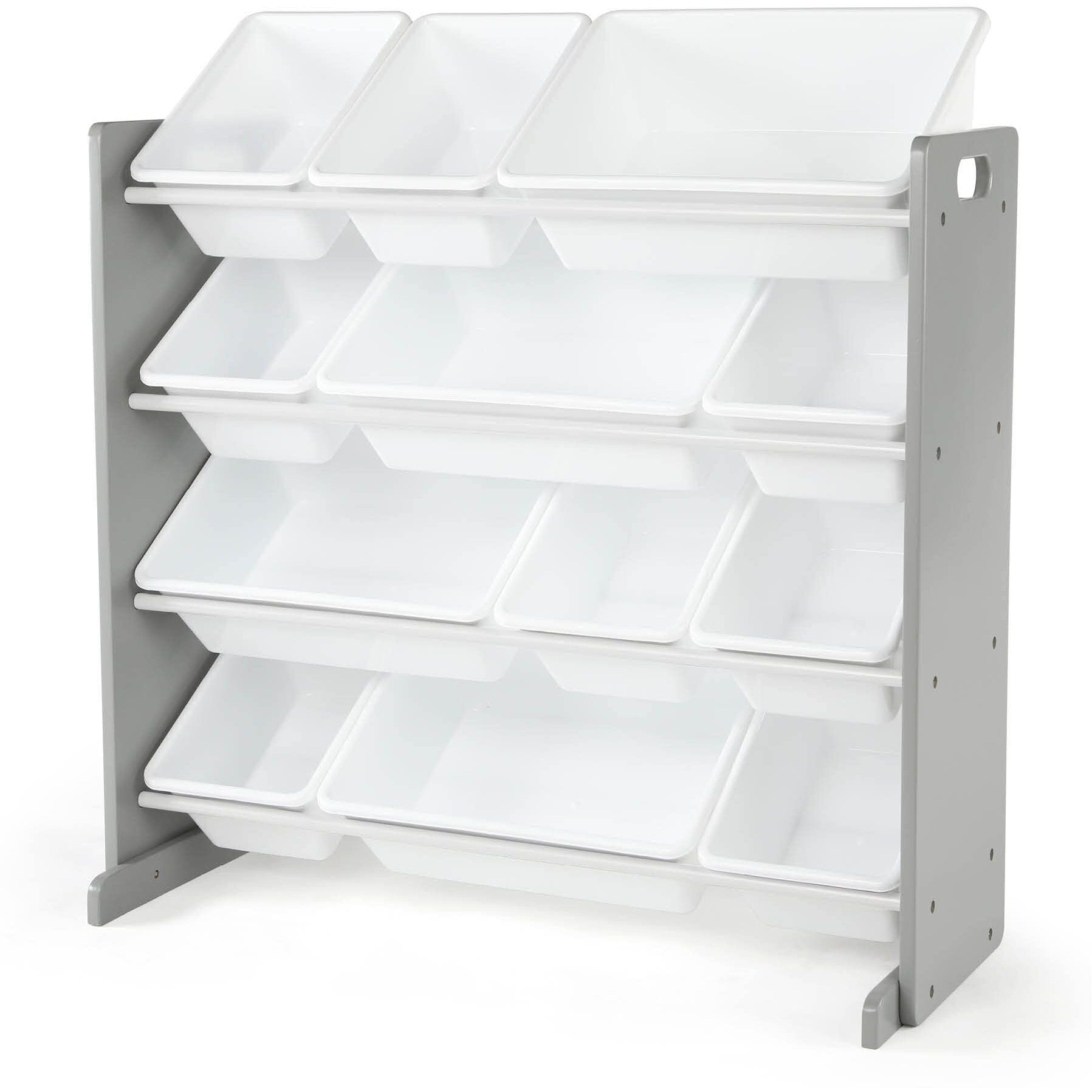 Humble Crew, Grey/White Kids Toy Organizer With 12 Storage Bins, Toddler