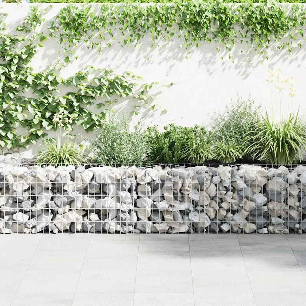 Vidaxl Gabion Basket For Garden, Galvanised Steel Gabion Planter, Gabion Raised Bed, High Load Capacity, 129.9''X11.8"&quotX19.7""