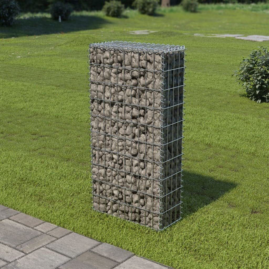 Vidaxl Gabion Basket With Lids, Galvanised Steel Gabion Wall, Rectangular Gabion Cage For Garden, High Load Capacity, 7.9"&quotX19.7"" X39.4""