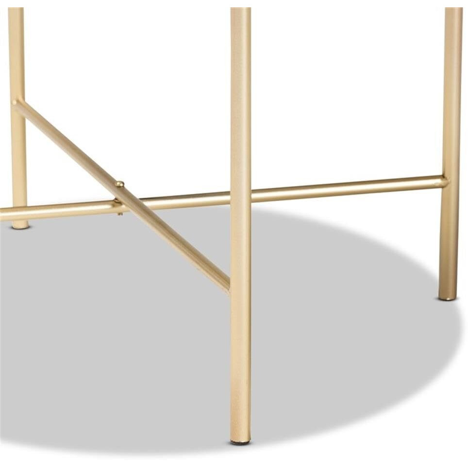 Baxton Studio Maddock Modern And Contemporary Gold Finished Metal End Table With Marble Tabletop